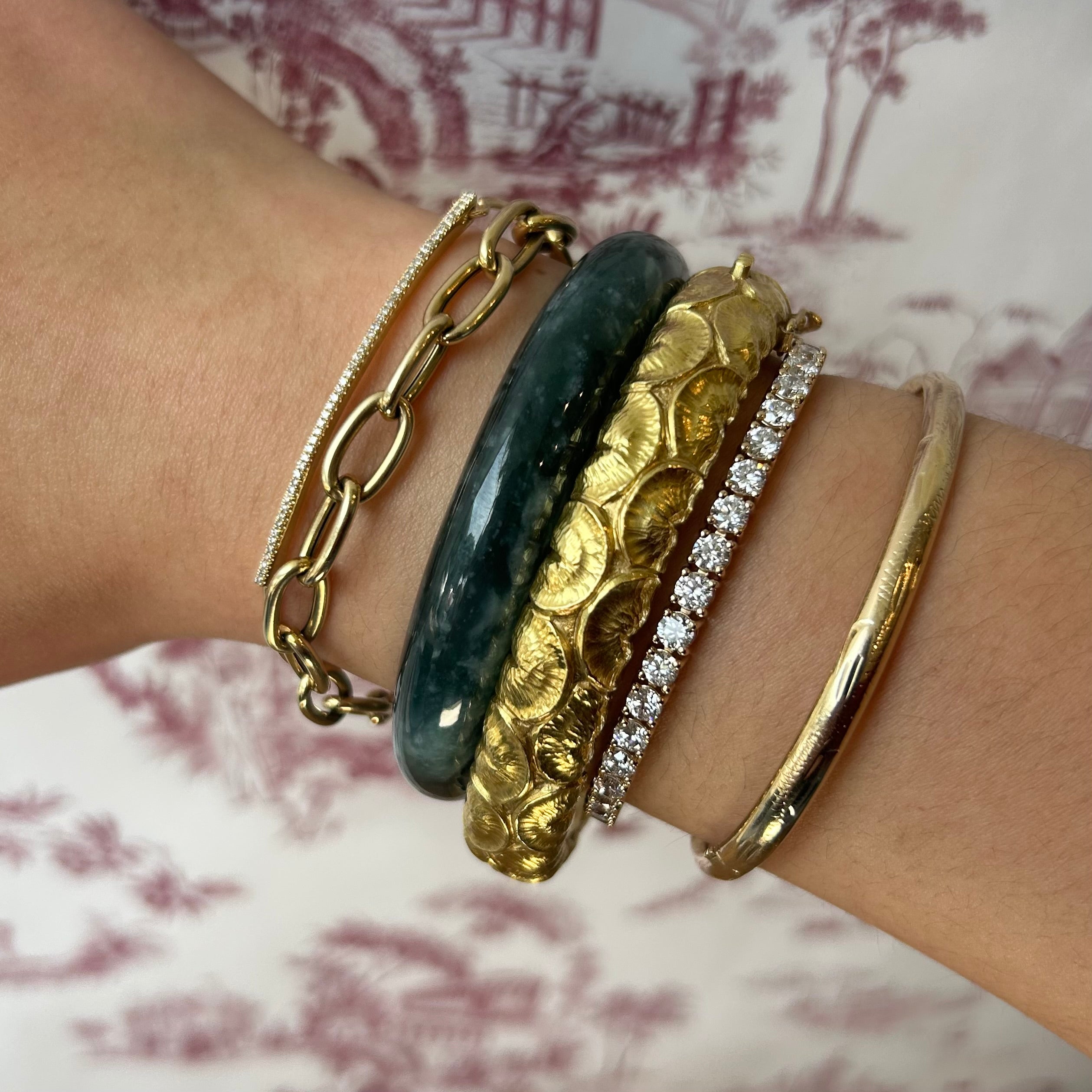 Green Blue Guatemalan Jade Bangle 56mm