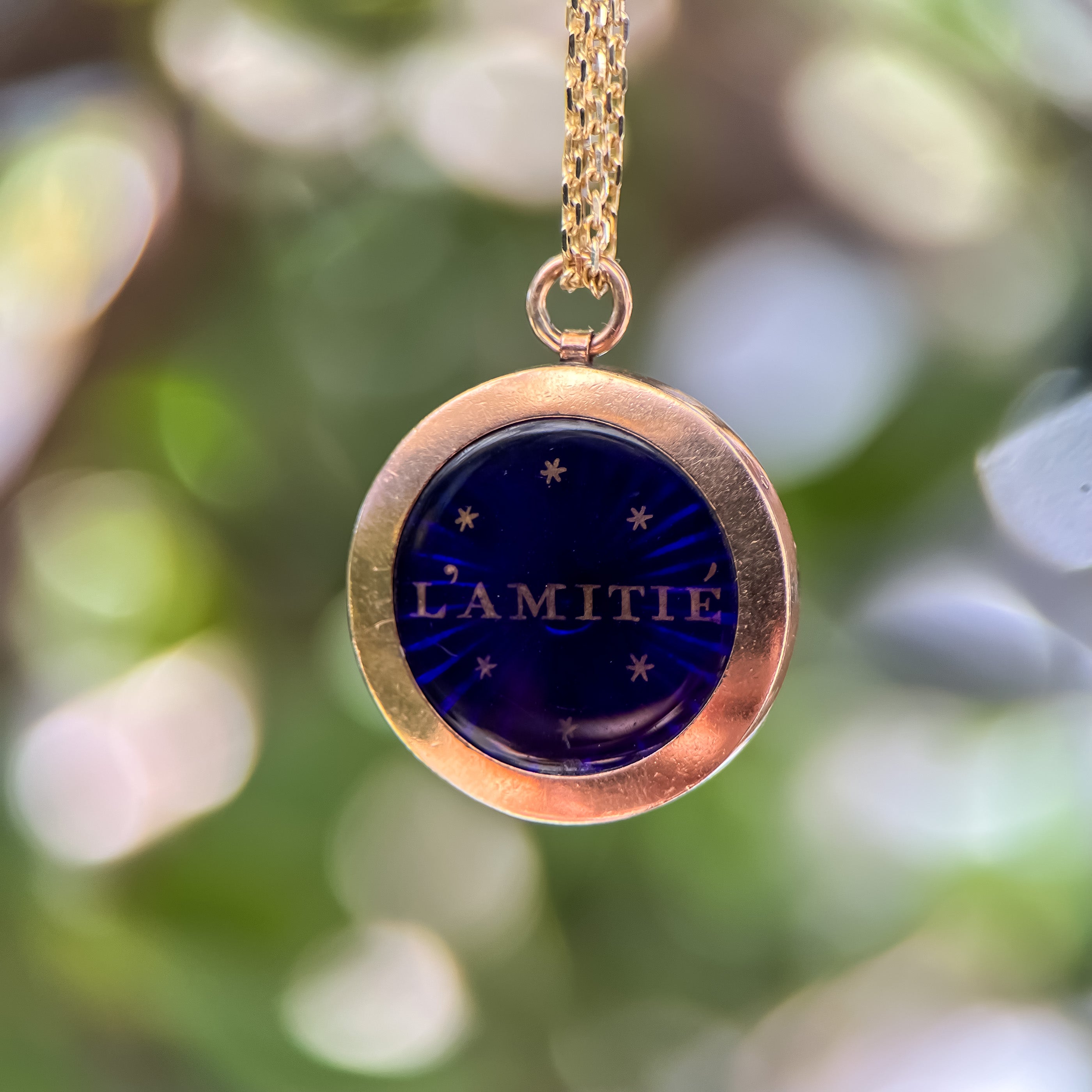 Victorian 9K L'amitié Enamel & Hair Friendship Pendant