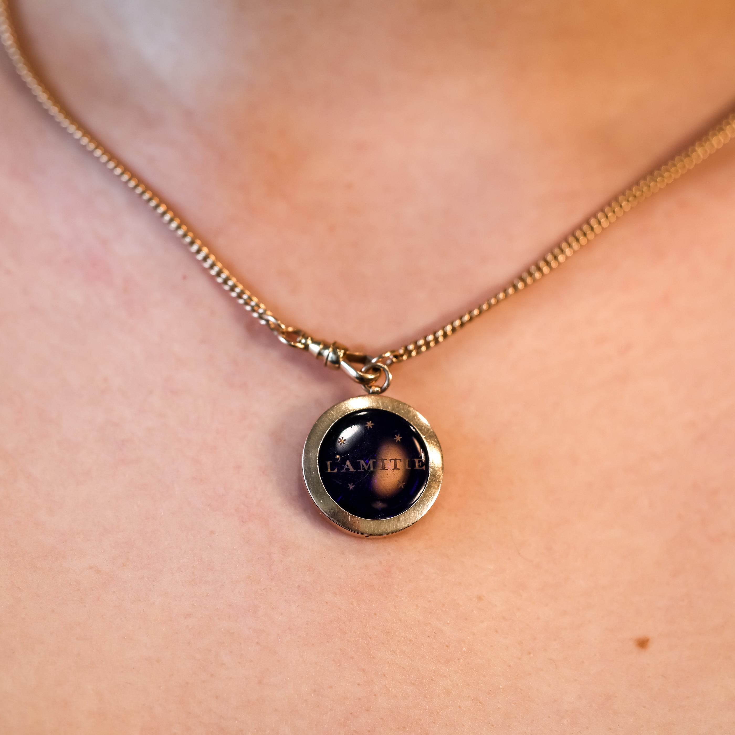 Victorian 9K L'amitié Enamel & Hair Friendship Pendant