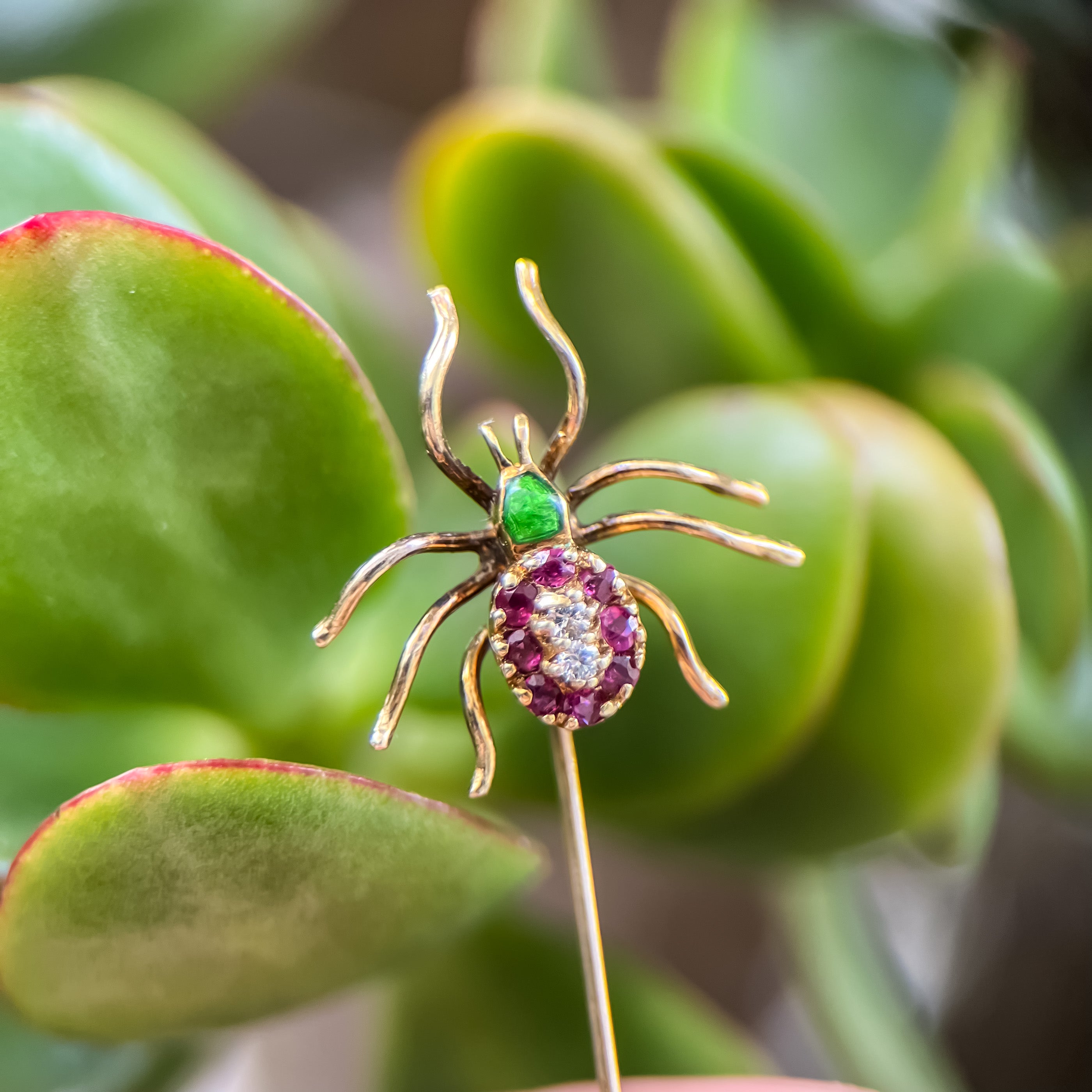 Victorian Ruby & Diamond Spider Stick Pin