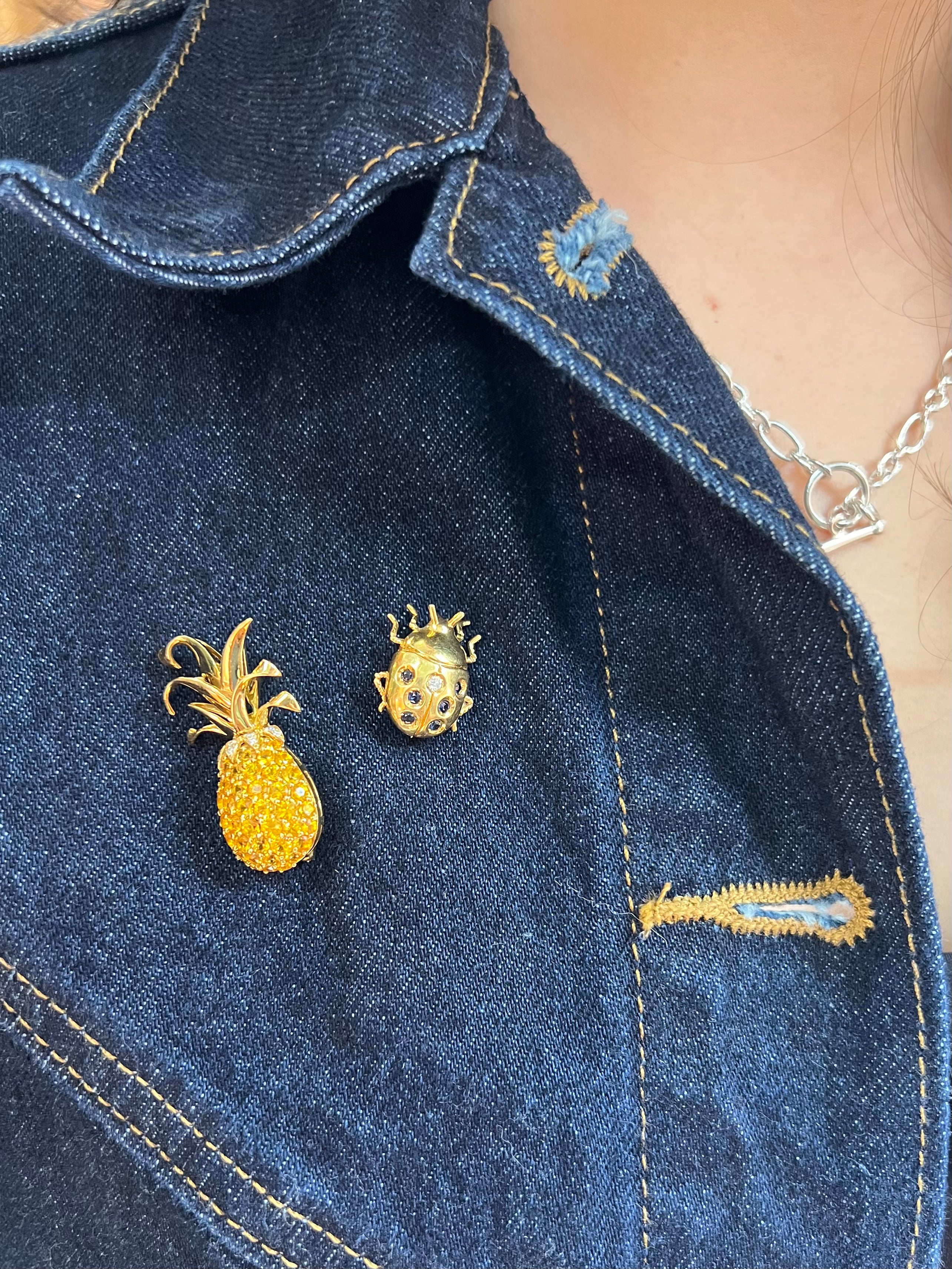 18K Yellow Sapphire Pineapple Brooch