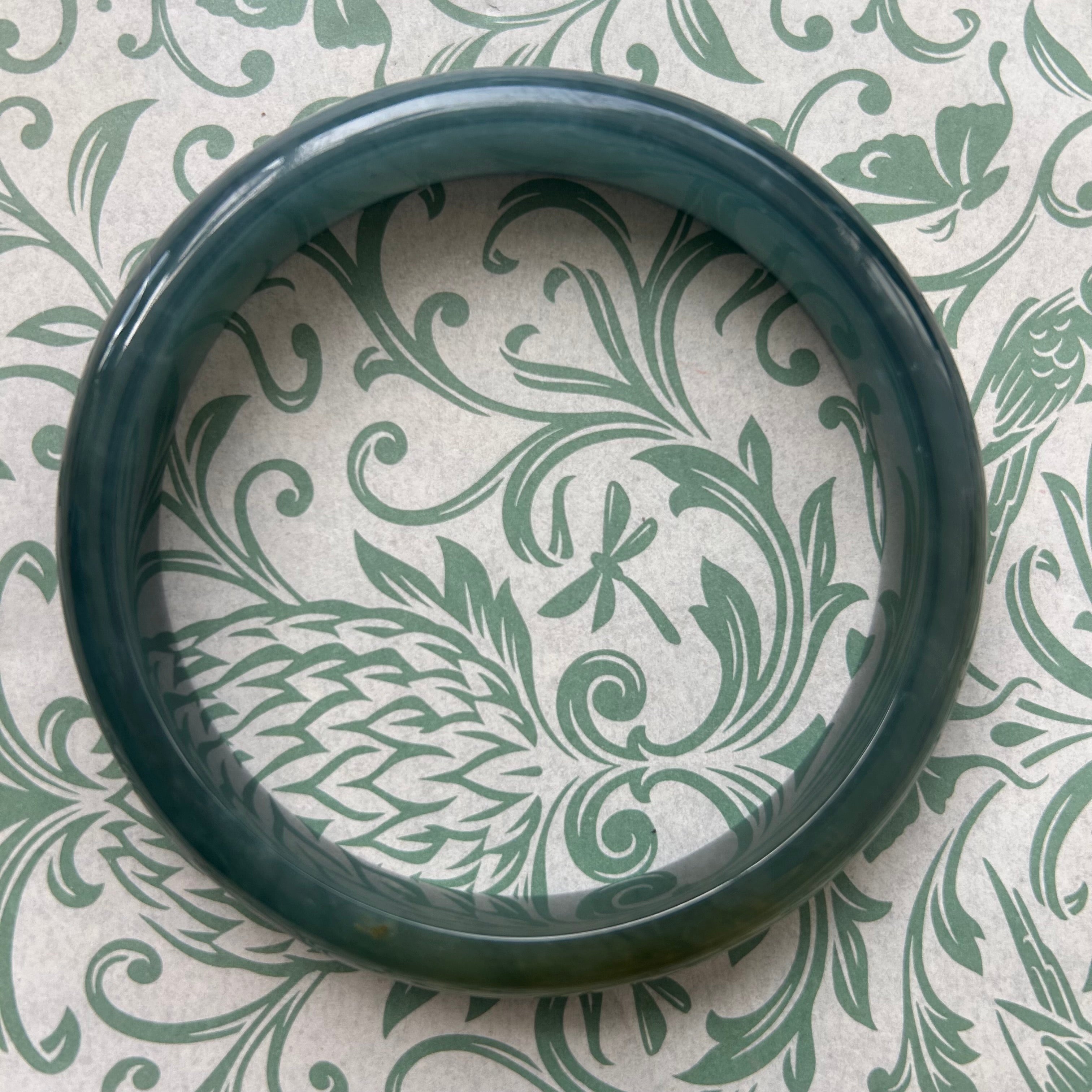 Green Blue Guatemalan Honey Jade Bangle 71mm