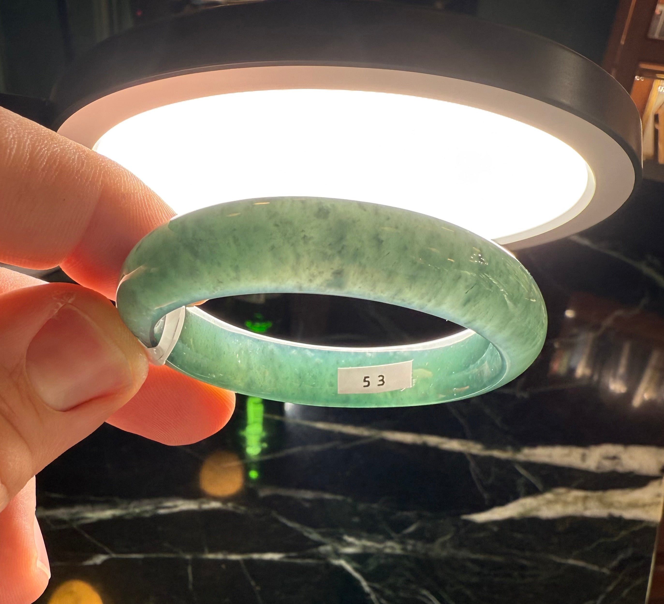 Green Blue Guatemalan Honey Jade Bangle 53 mm