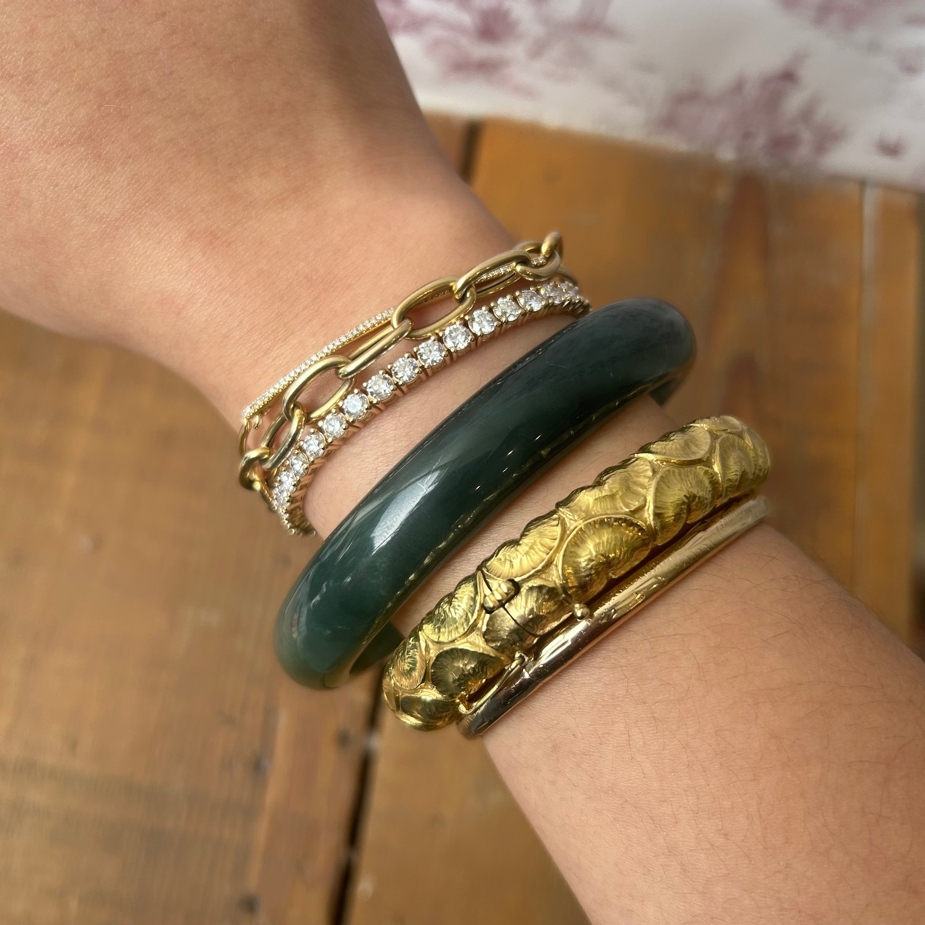 Green Blue Guatemalan Honey Jade Bangle 71mm