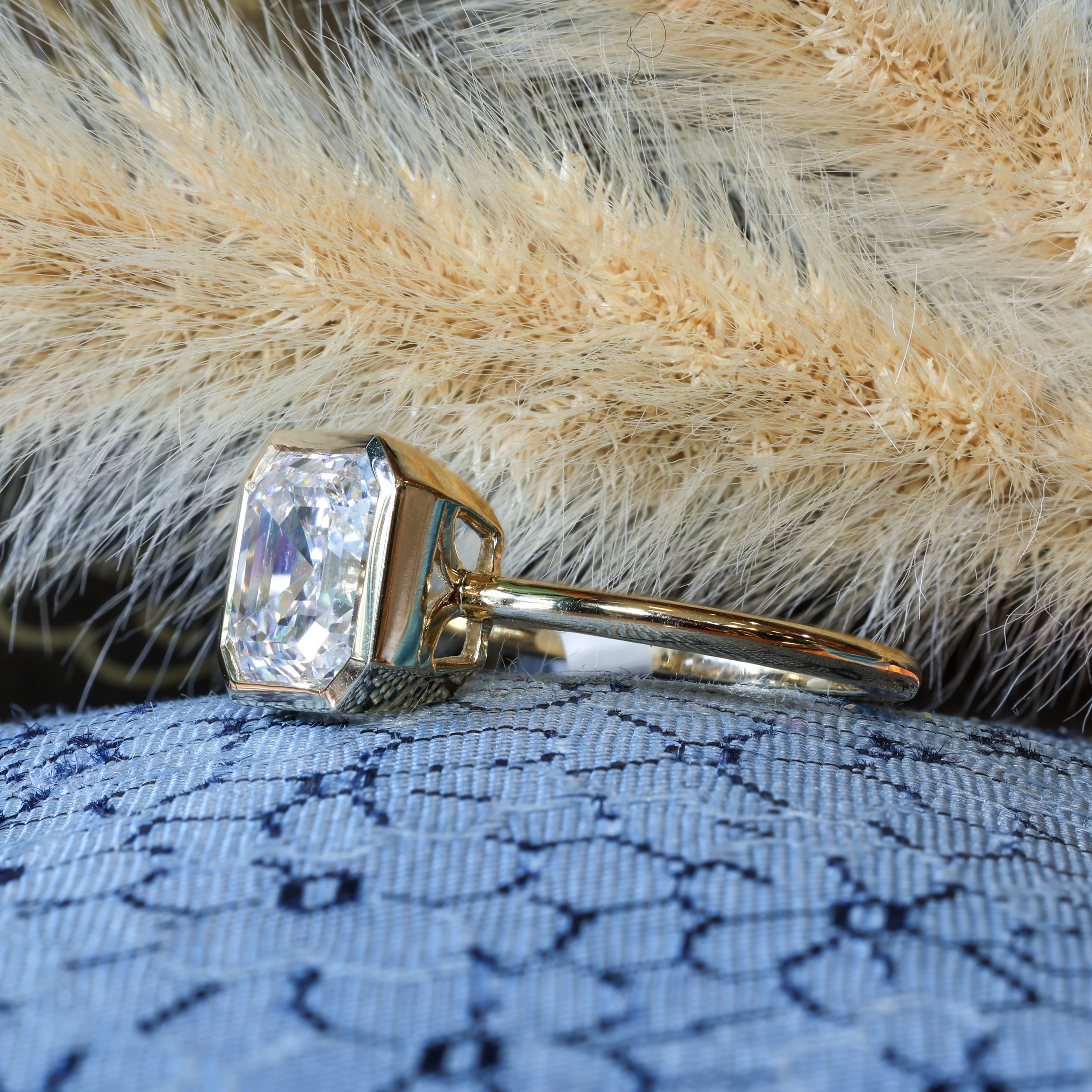 3ct Asscher Cut Lab Grown Diamond Bezel Ring