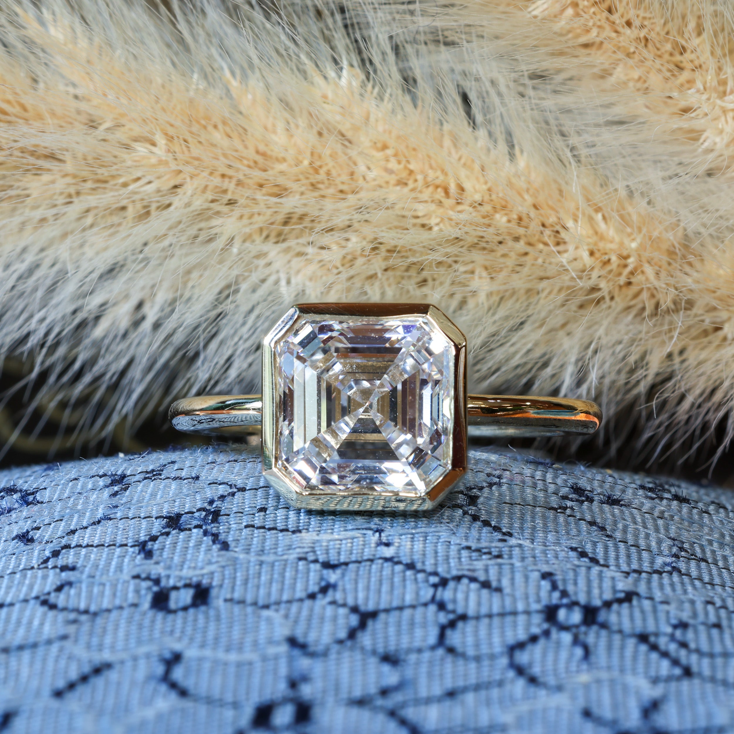 3ct Asscher Cut Lab Grown Diamond Bezel Ring