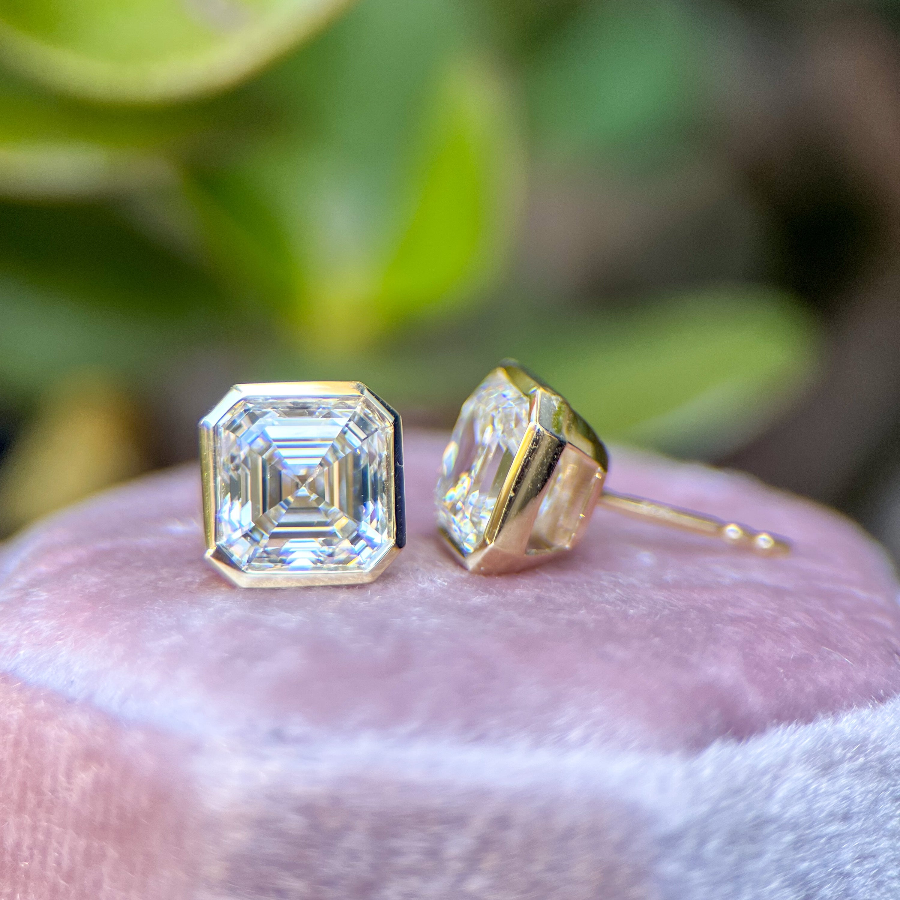 6 ctw Asscher Bezel Studs
