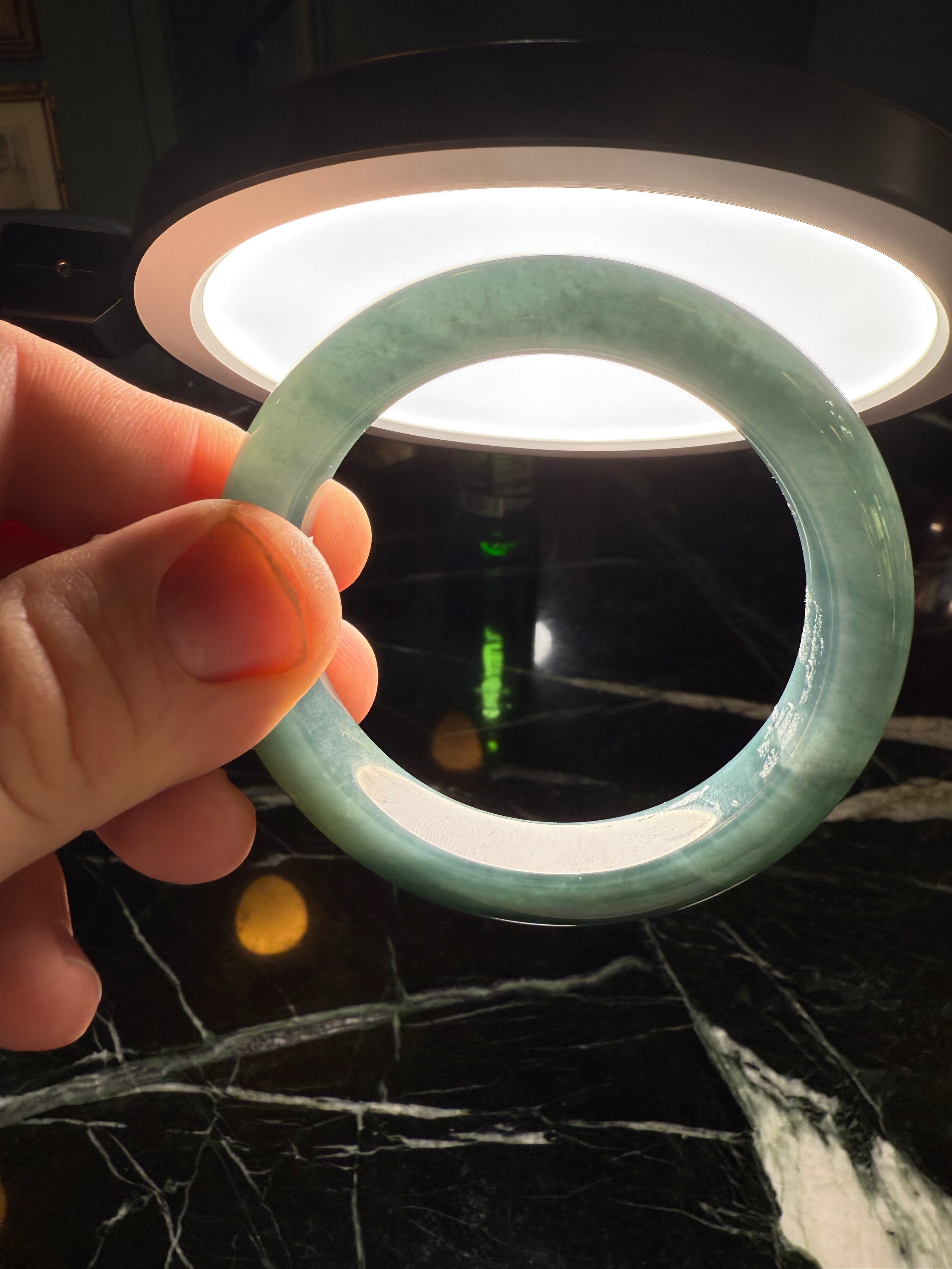 Green Blue Guatemalan Jade Bangle 62.5 mm