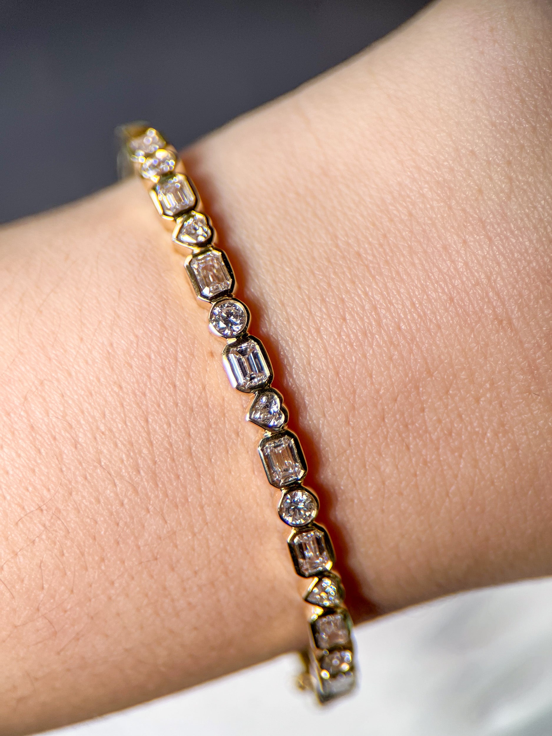 Multi-Shape Lab Grown Diamond Hinged Bangle