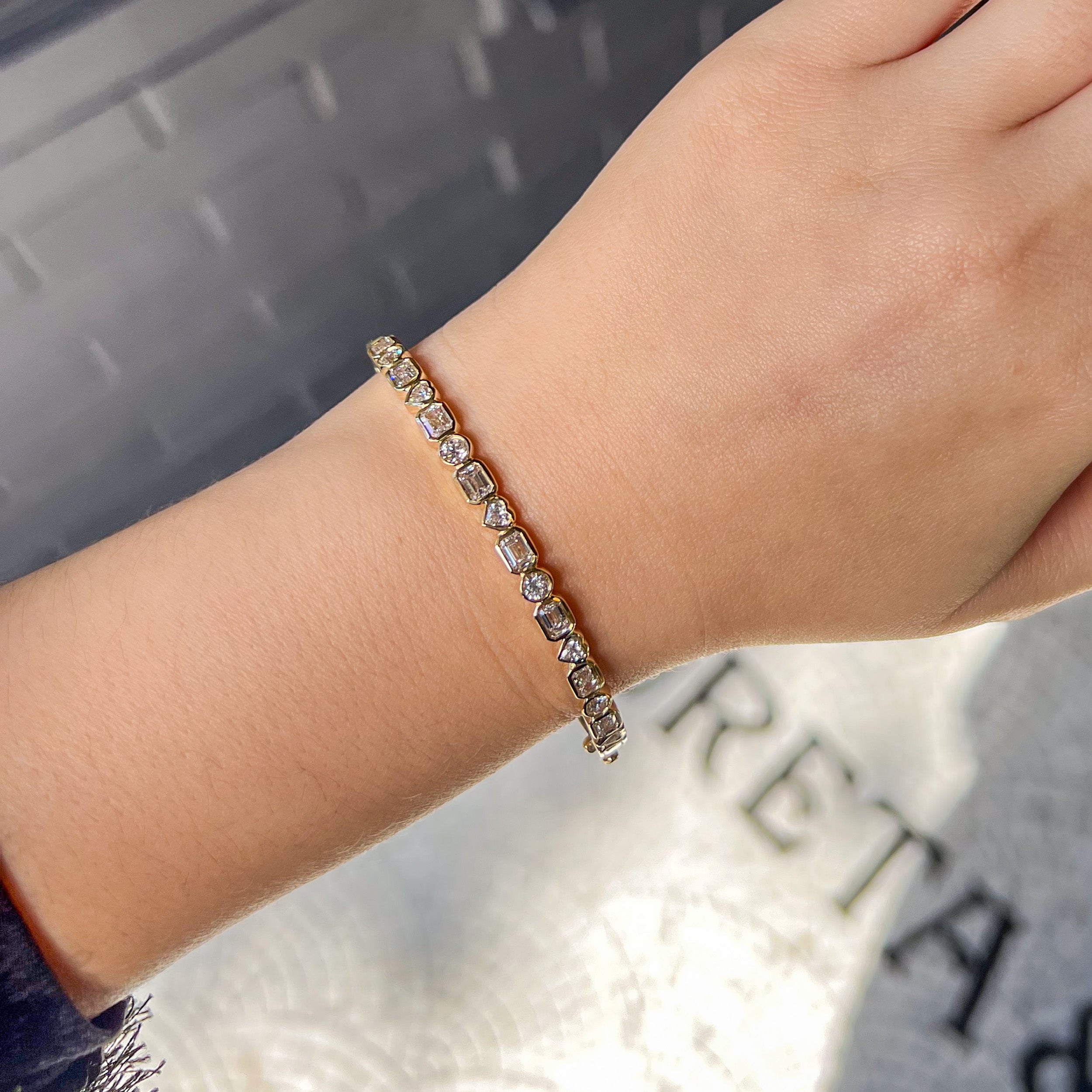 Multi-Shape Lab Grown Diamond Hinged Bangle