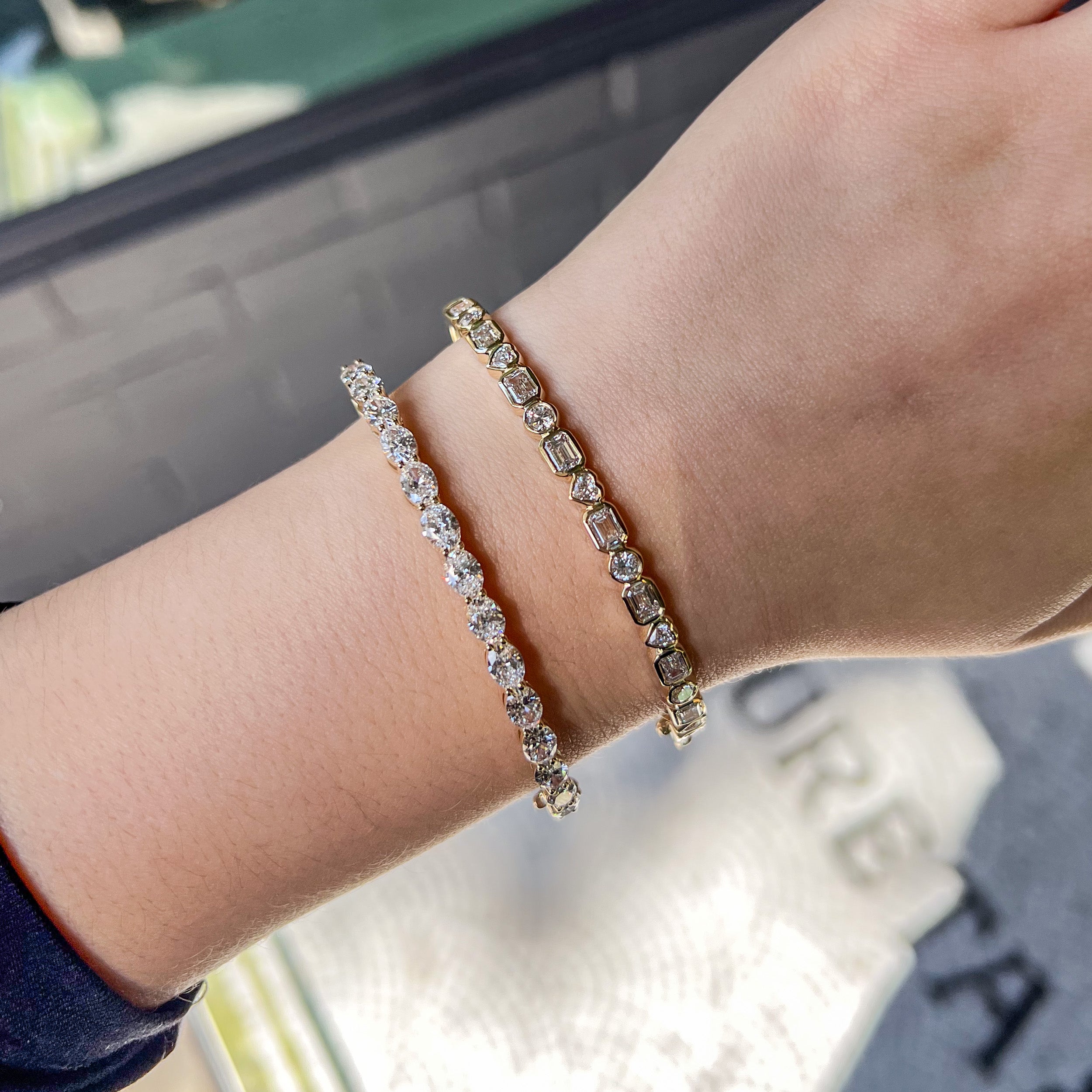 Multi-Shape Lab Grown Diamond Hinged Bangle