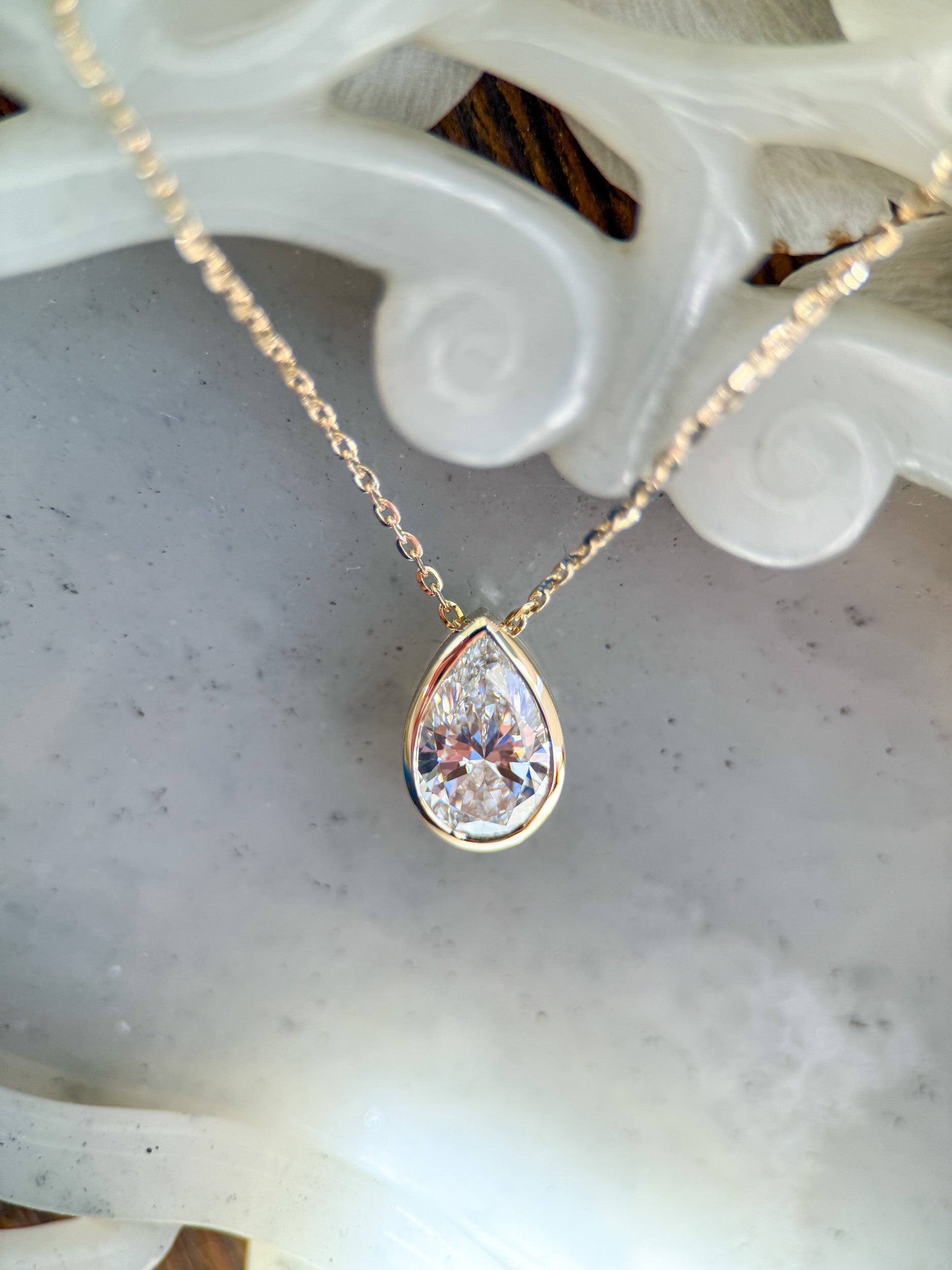 M & Co. Pear-Shape Lab Diamond Pendant