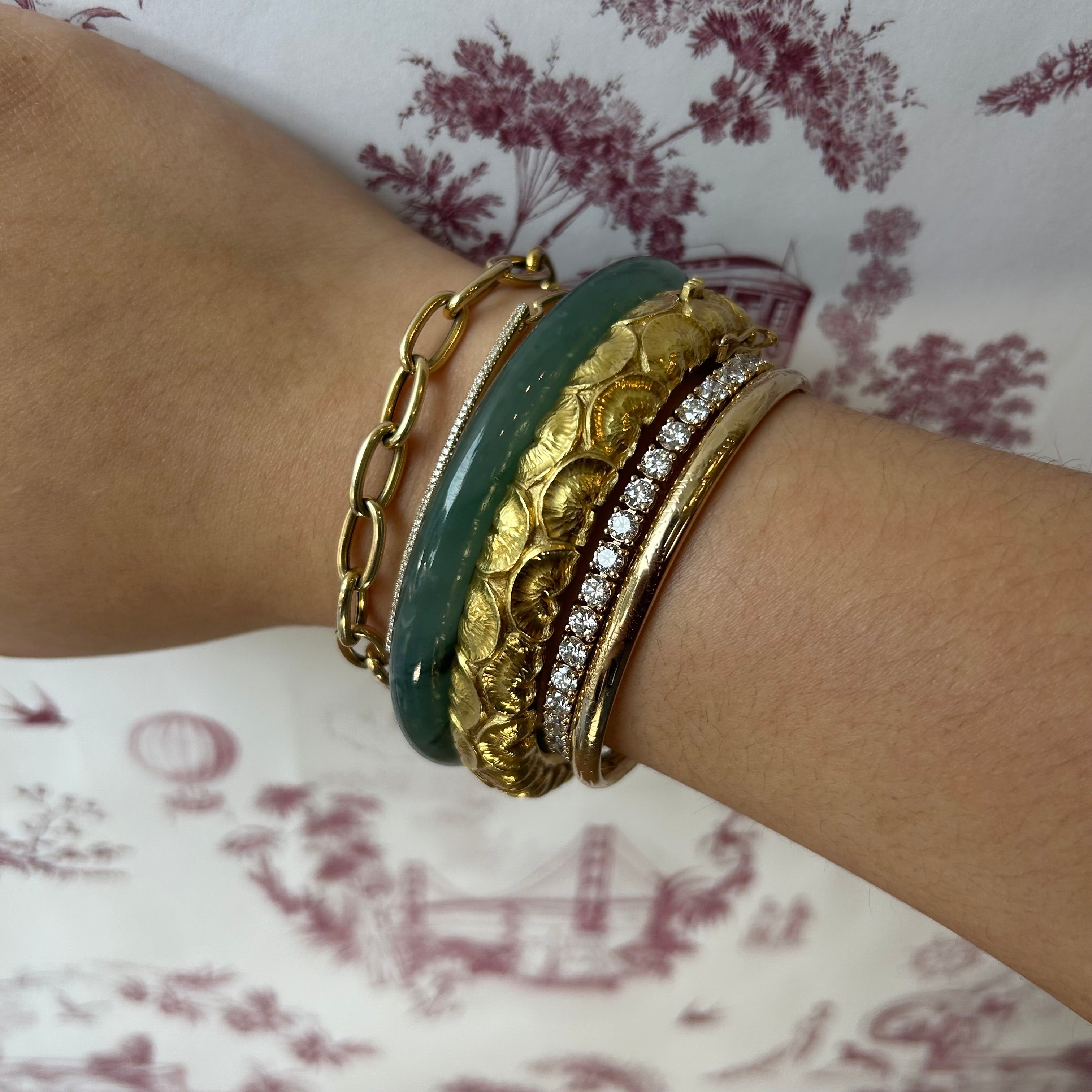 Green Blue Guatemalan Jade Bangle 63mm