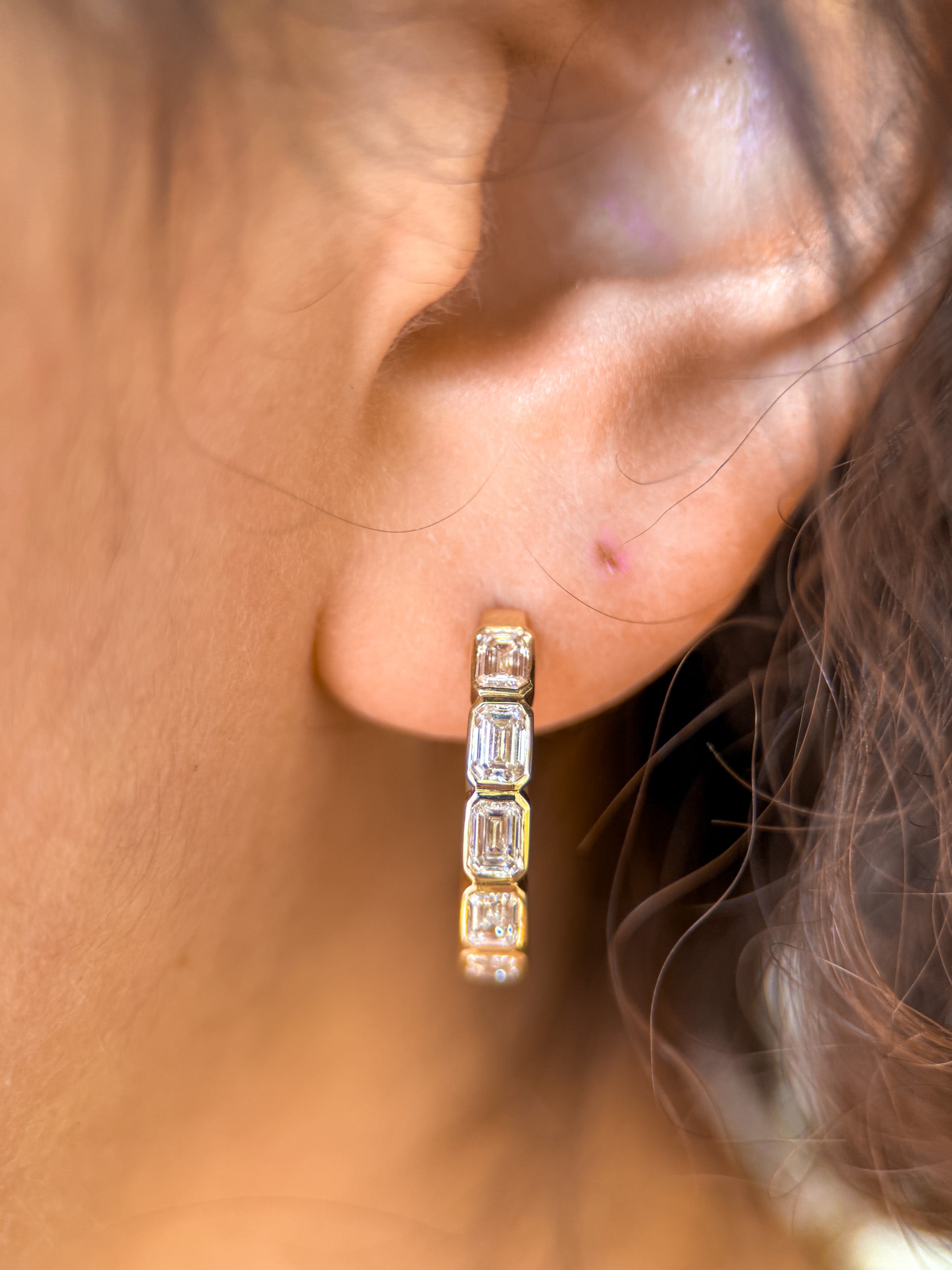 M & Co. Emerald Cut Hoop Earrings