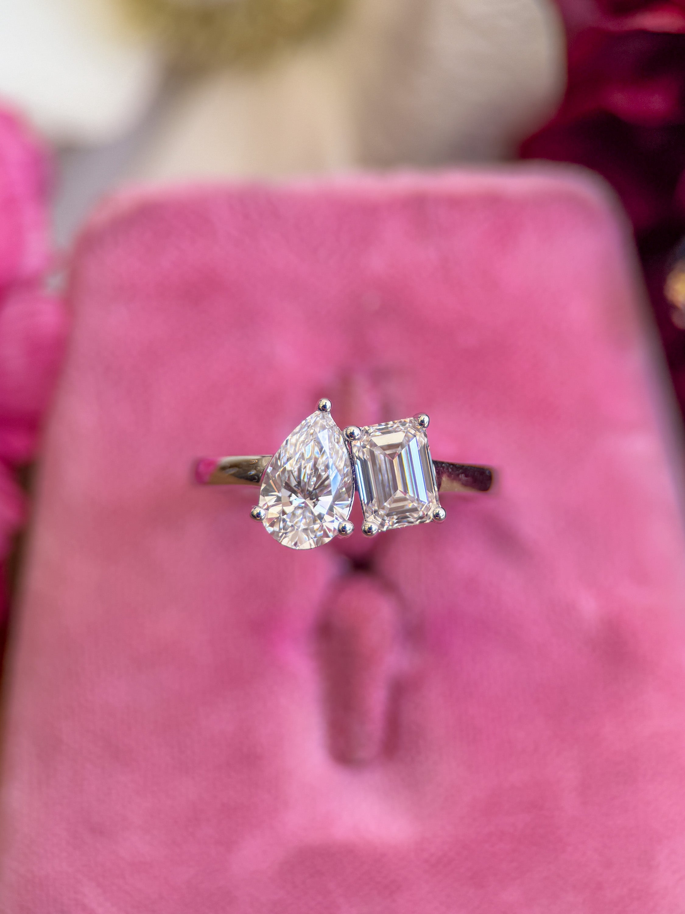 M & Co. Pear & Emerald Toi et Moi Lab Grown Diamond Ring