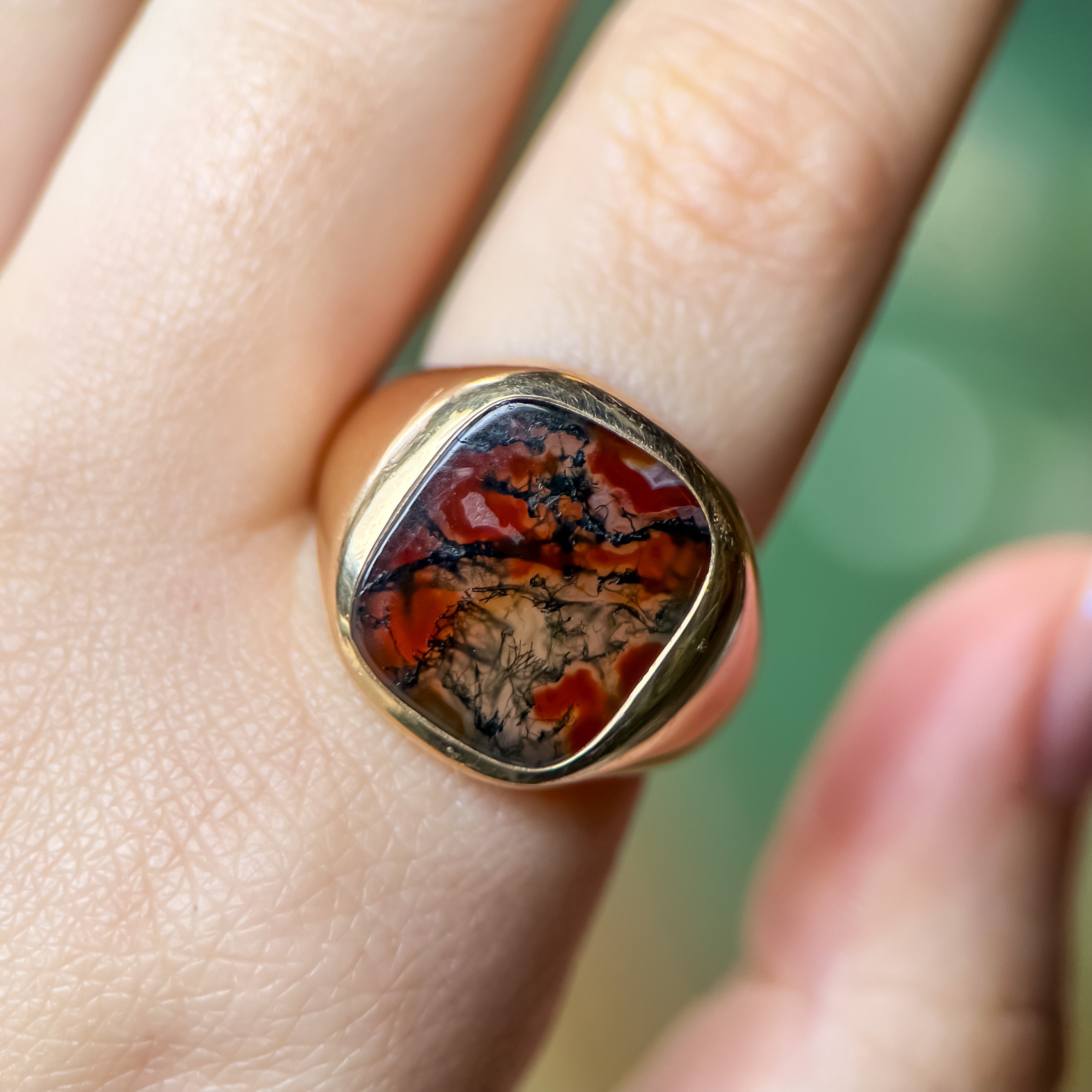 Church & Co. Victorian Agate Signet Yellow Gold Ring