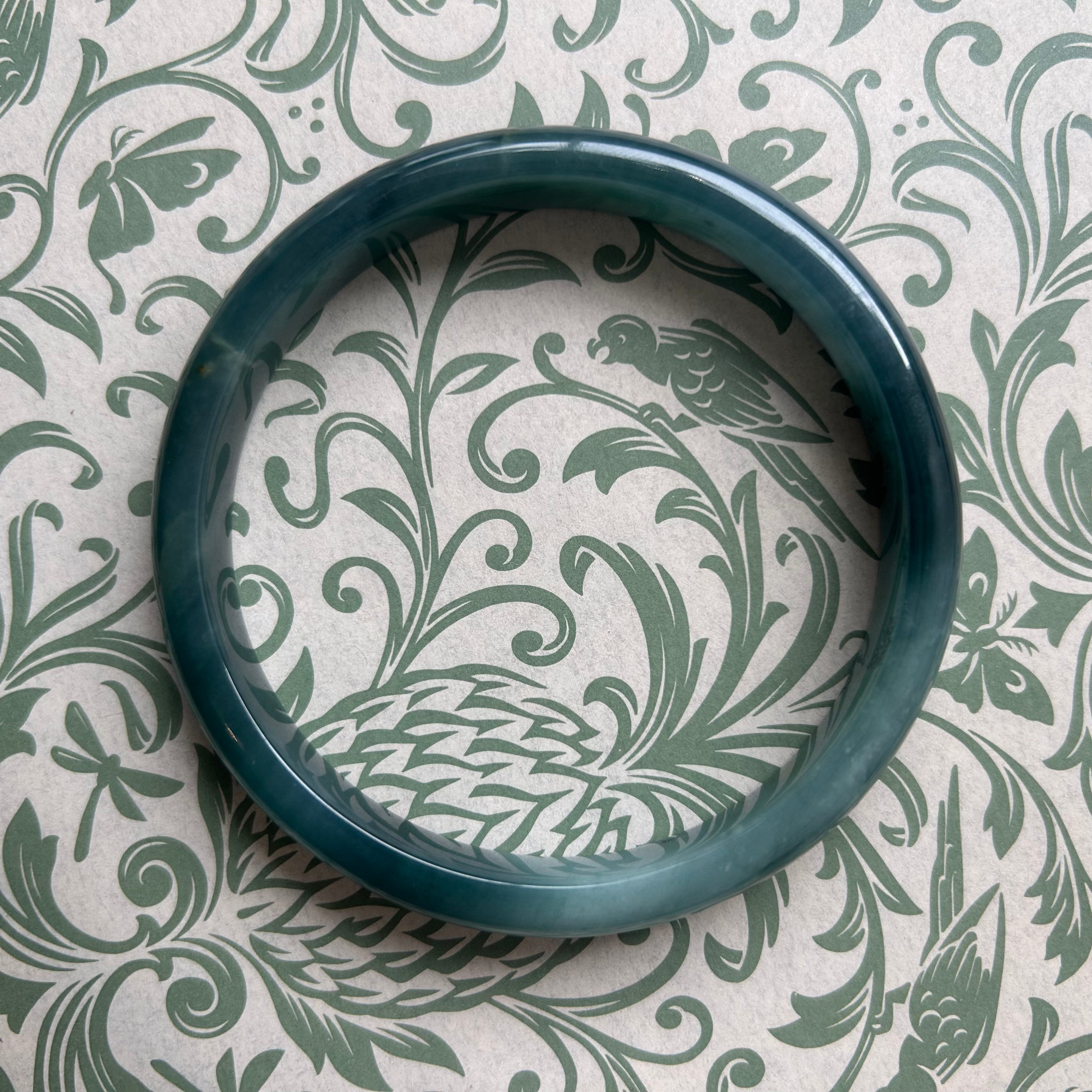 Green Blue Guatemalan Honey Jade Bangle 71mm