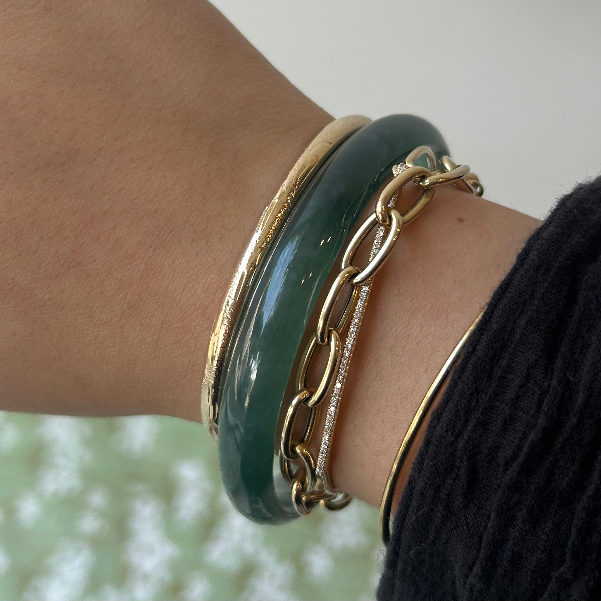 ICY Green Blue Guatemalan Honey Jade Bangle 65mm