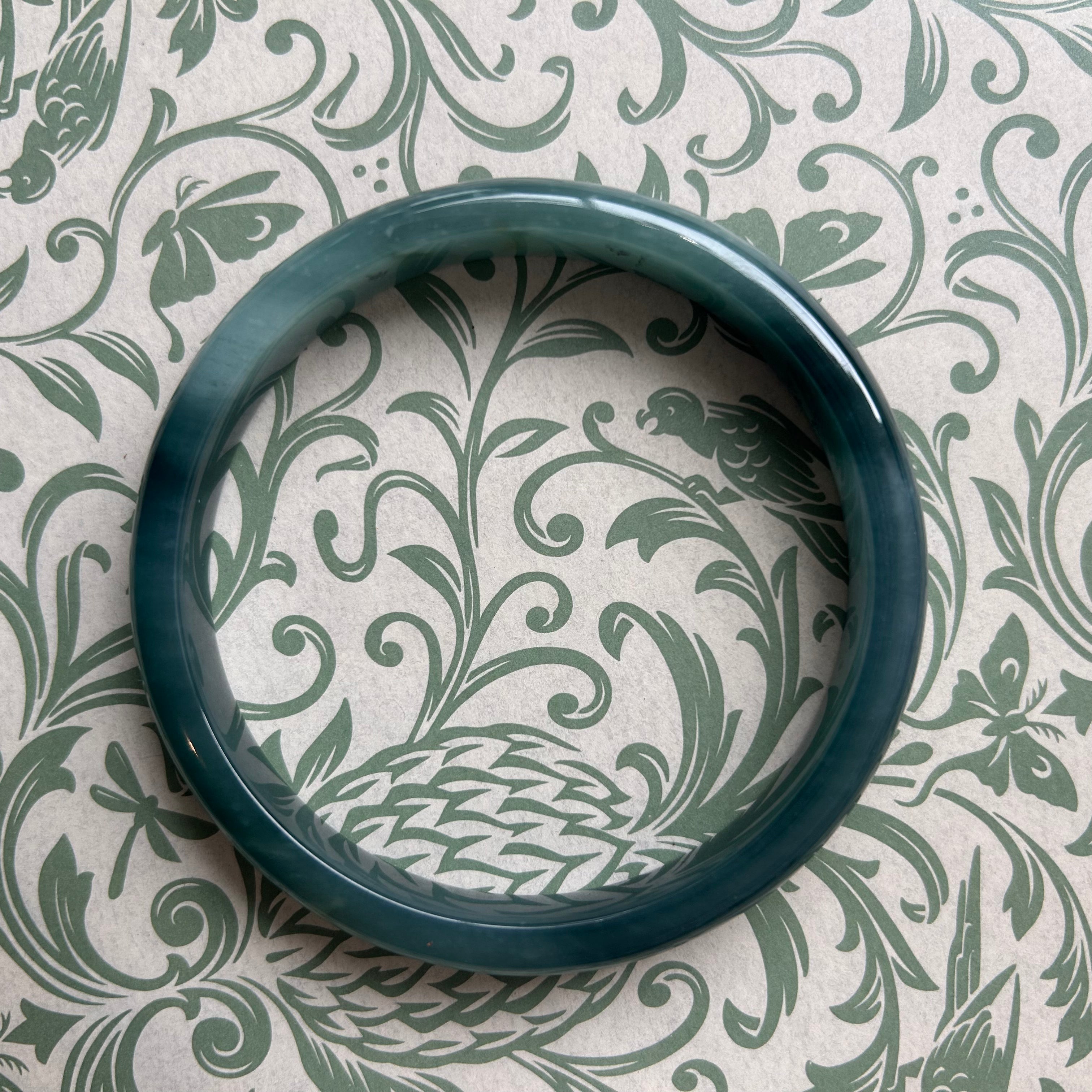 Green Blue Guatemalan Honey Jade Bangle 71mm