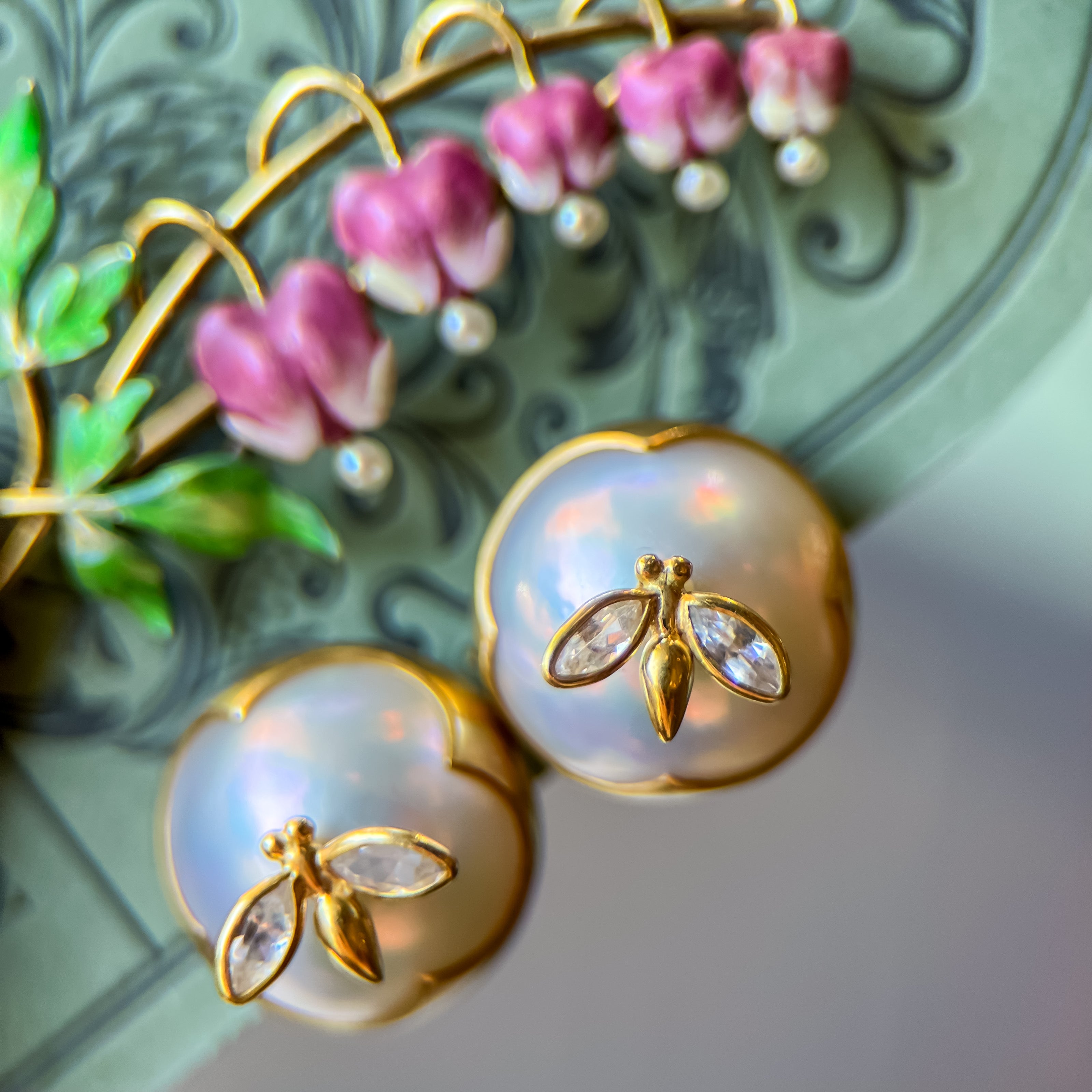 Gabriella Kiss 18K Mabe Pearl Fly Earrings