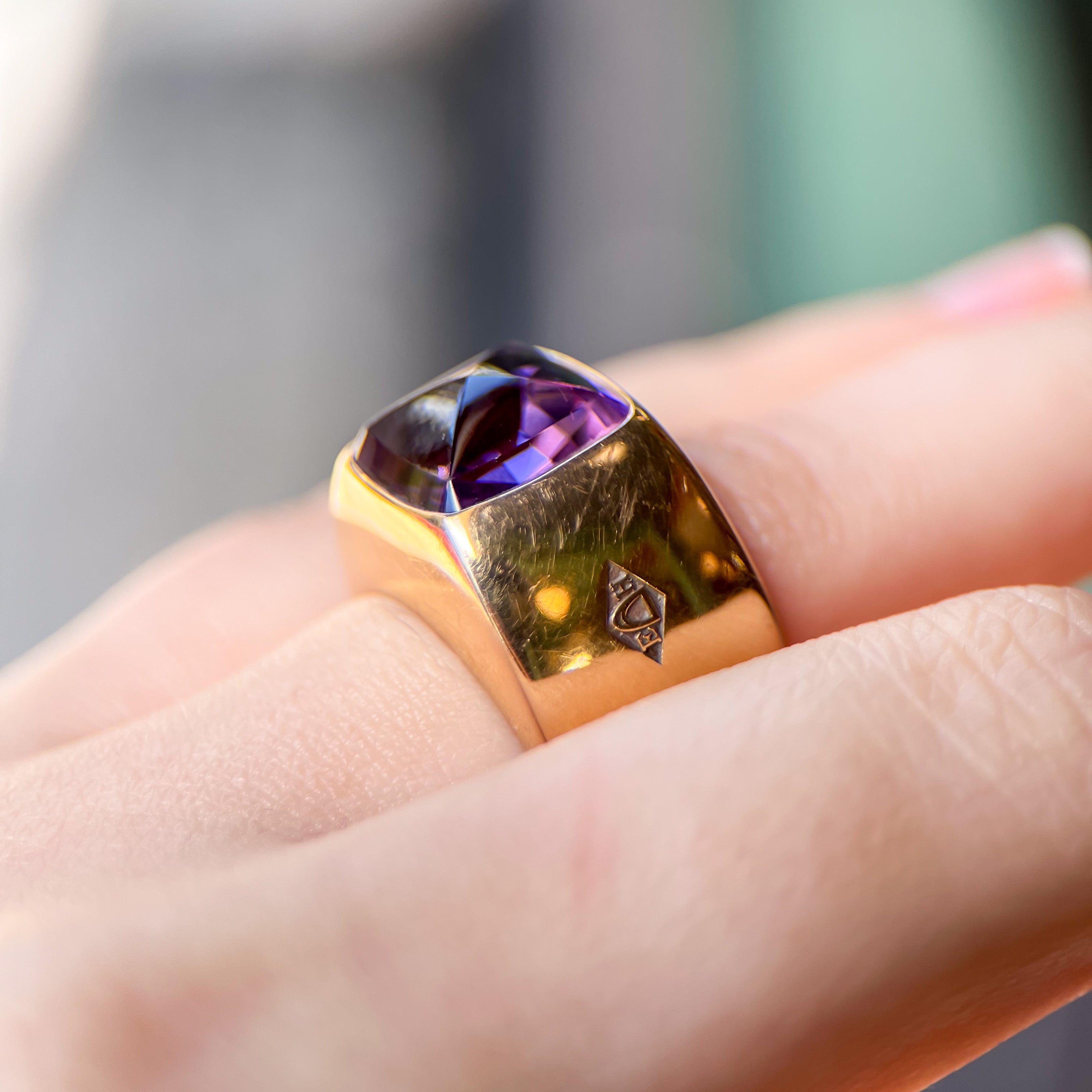 Vintage Hermes "Tabula" Amethyst Cabochon Ring