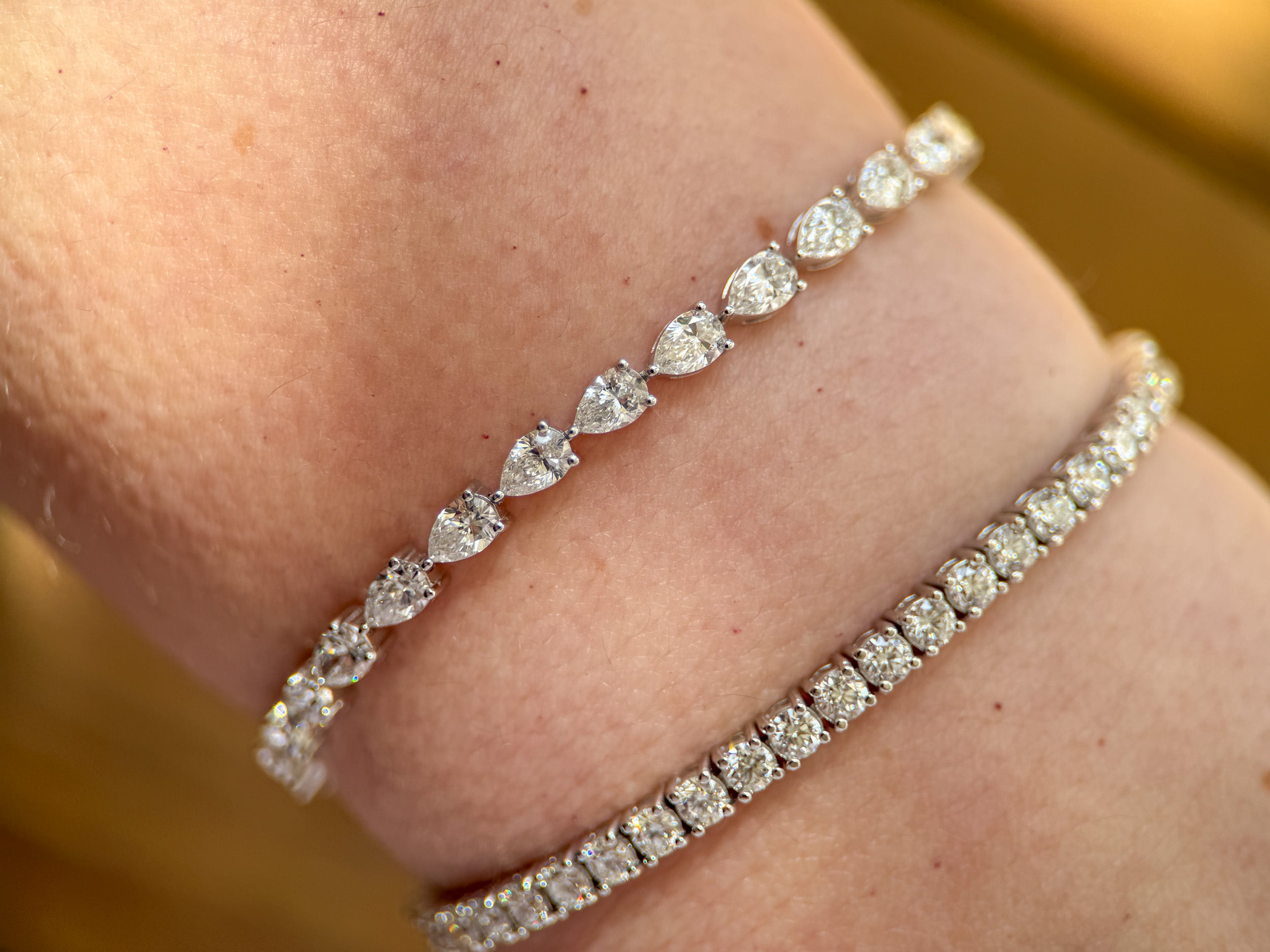 M & Co. Pear Lab Grown Diamond Tennis Bracelet
