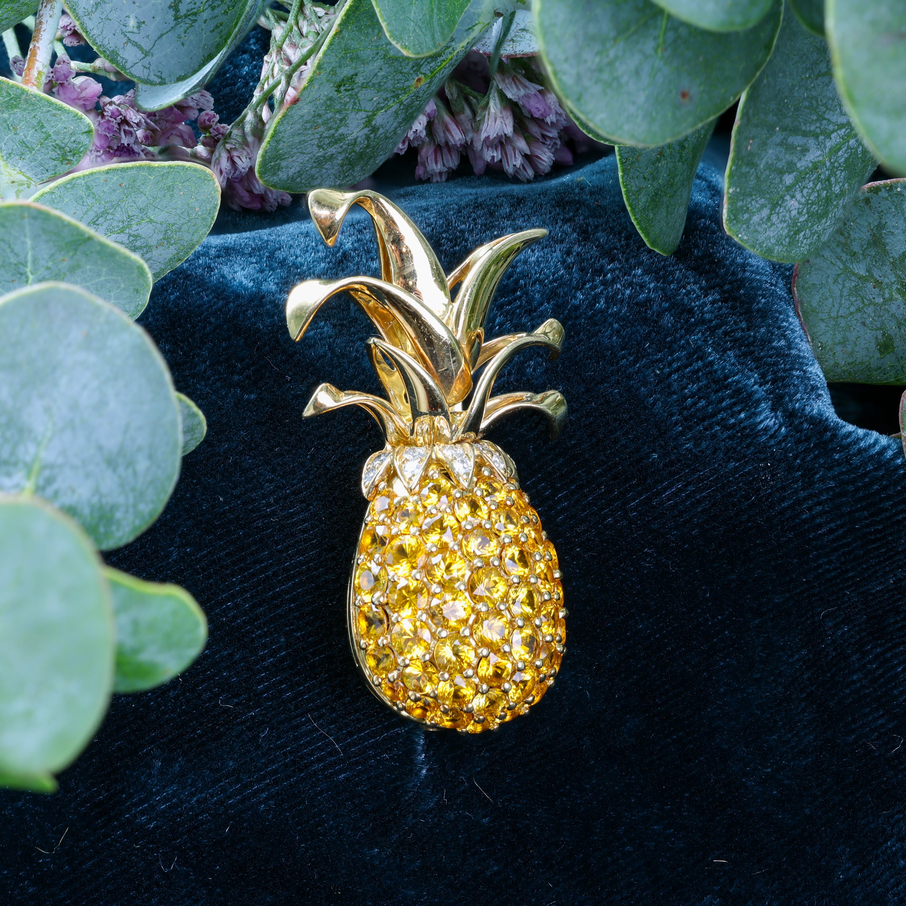 18K Yellow Sapphire Pineapple Brooch