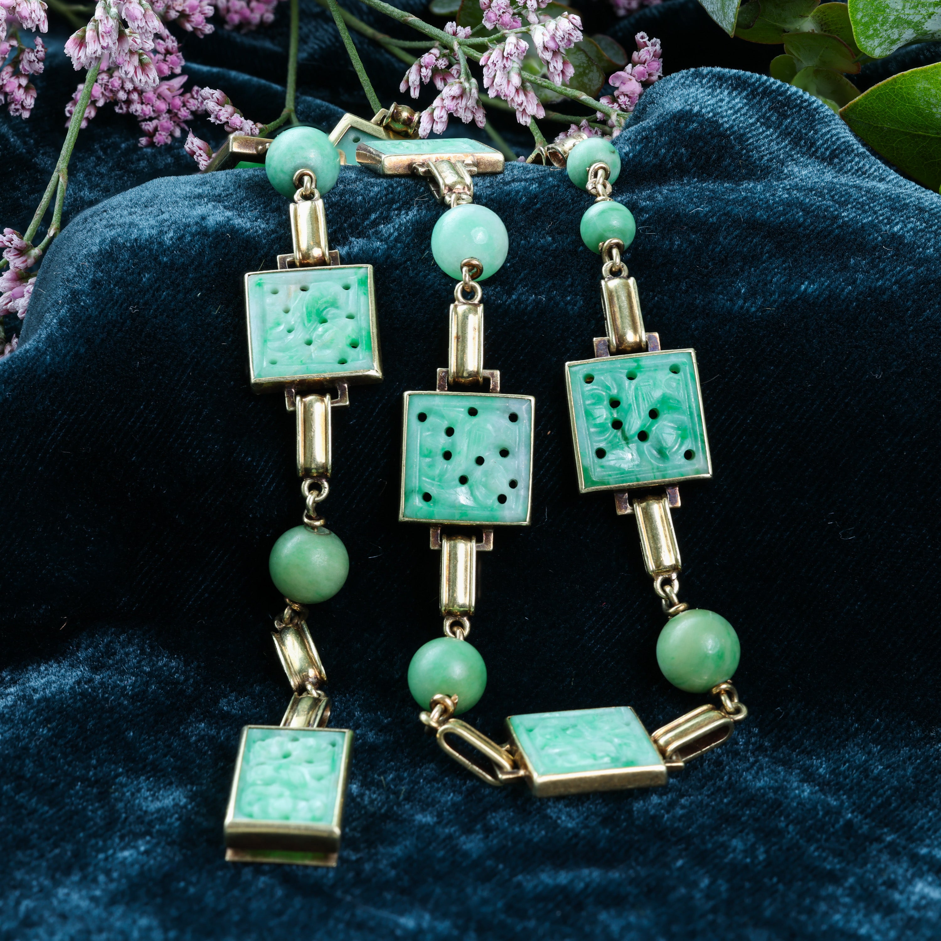 Vintage Carved Jade Necklace