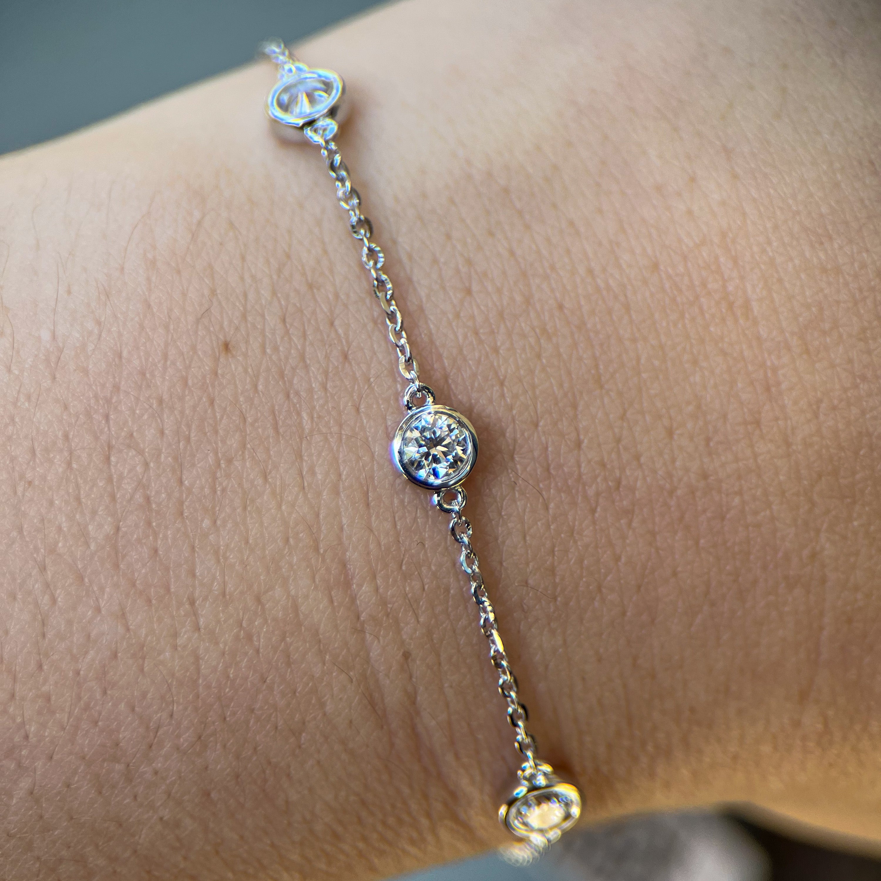 Round Lab Grown Diamond Station Bracelet