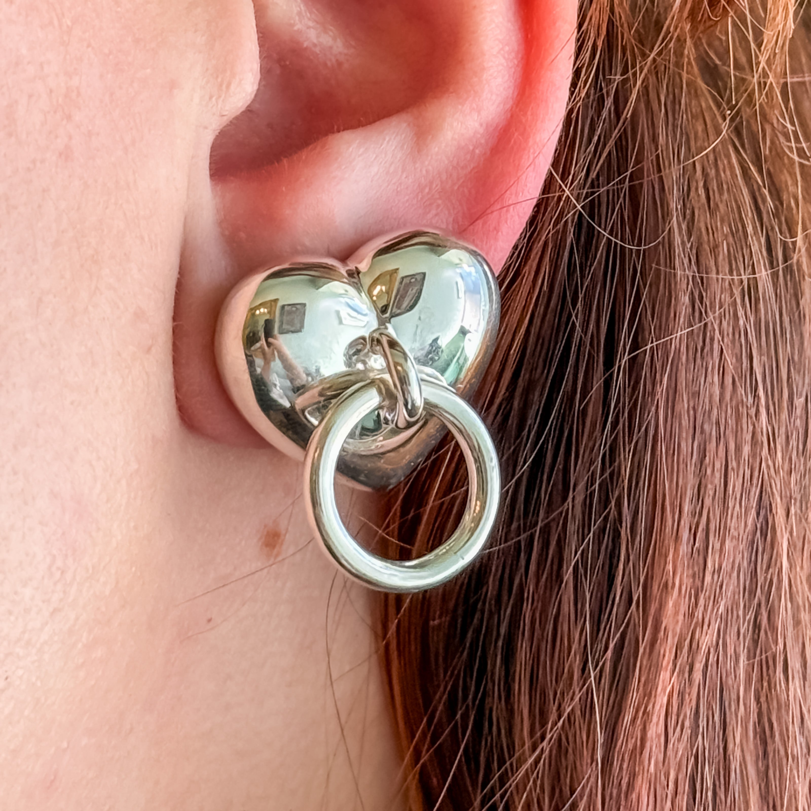 Vintage Tiffany & Co. Sterling Silver Heart Door Knocker Earrings