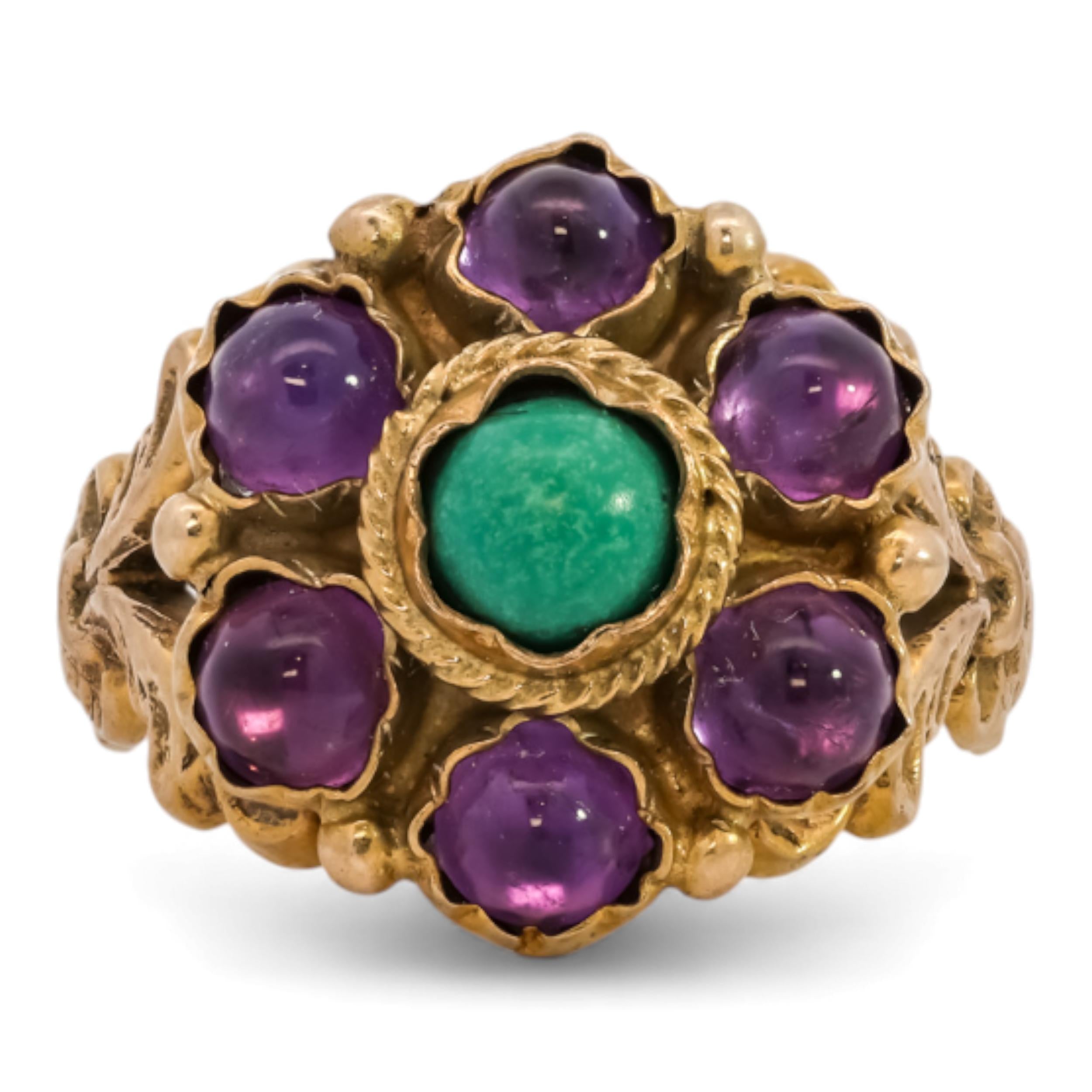 Victorian English 9ct Amethyst & Turquoise