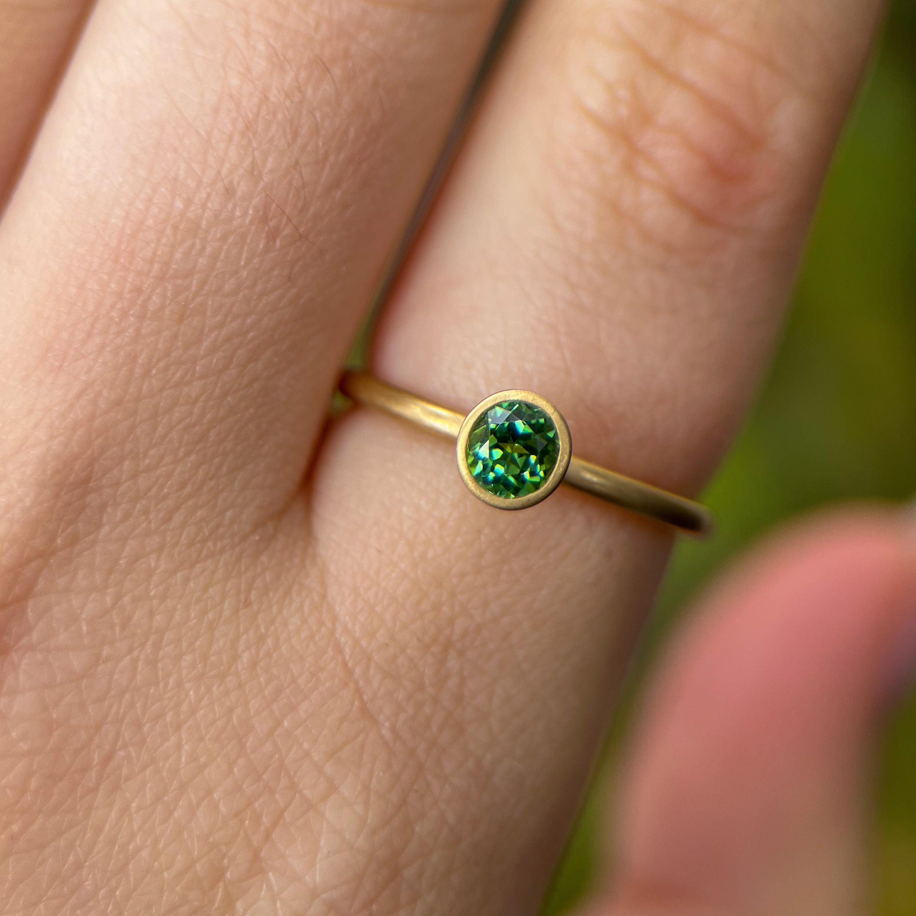 Round Green Tourmaline Yumdrop Ring