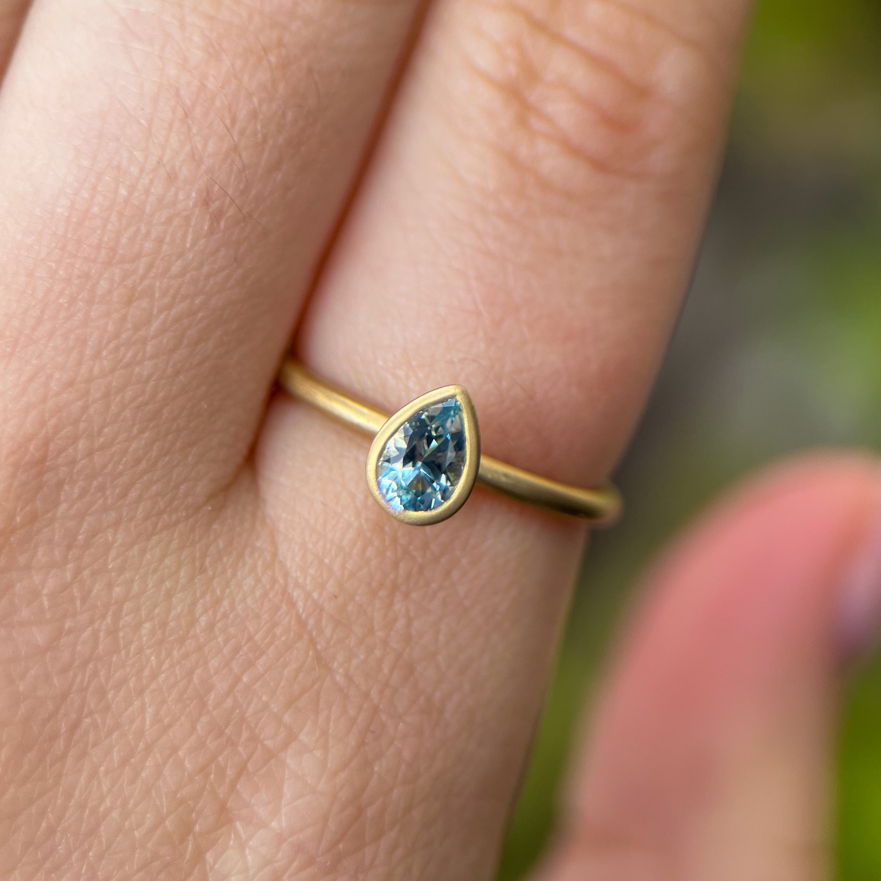 Pear Cut Aquamarine Yumdrop Ring