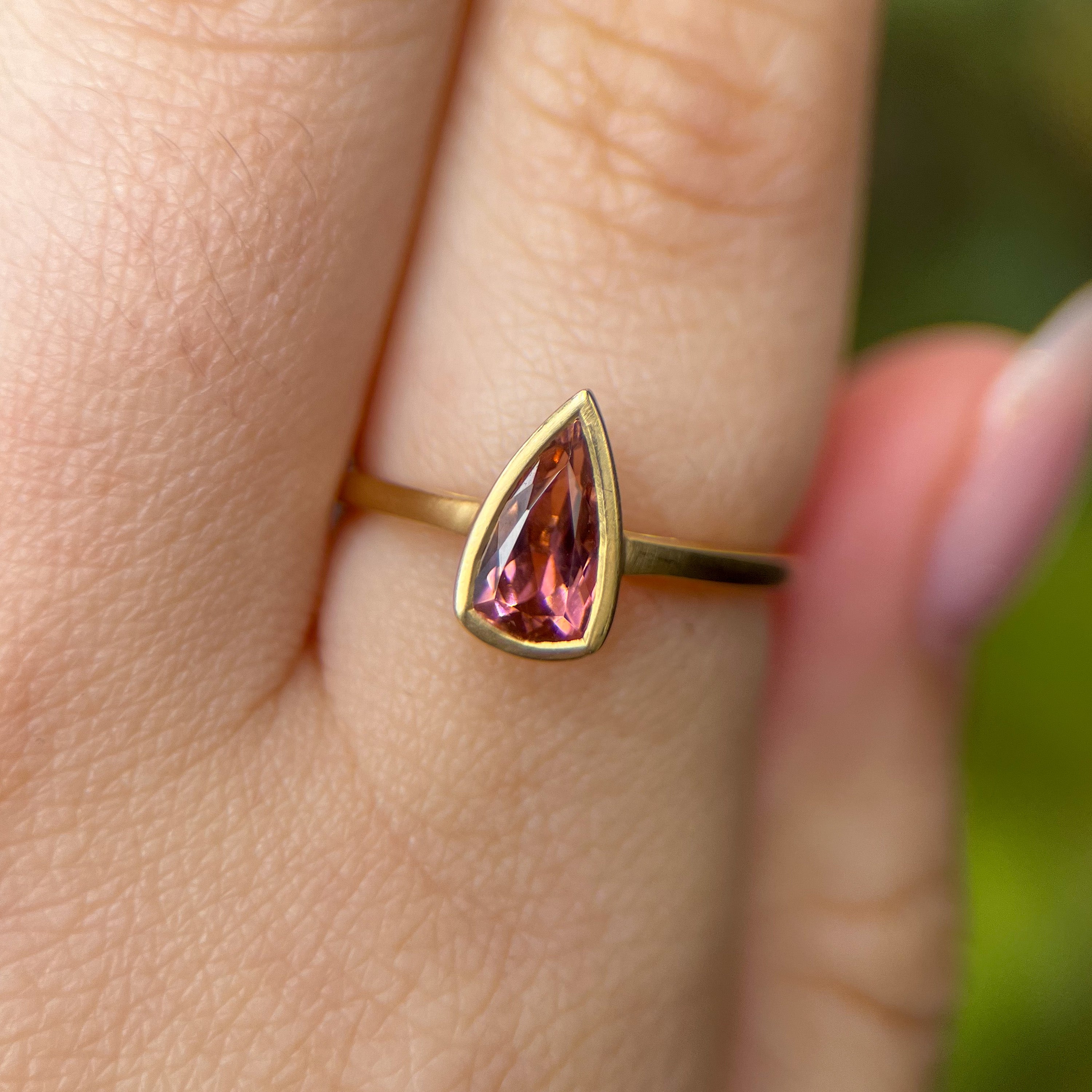 Pear Pink Tourmaline Yumdrop Ring