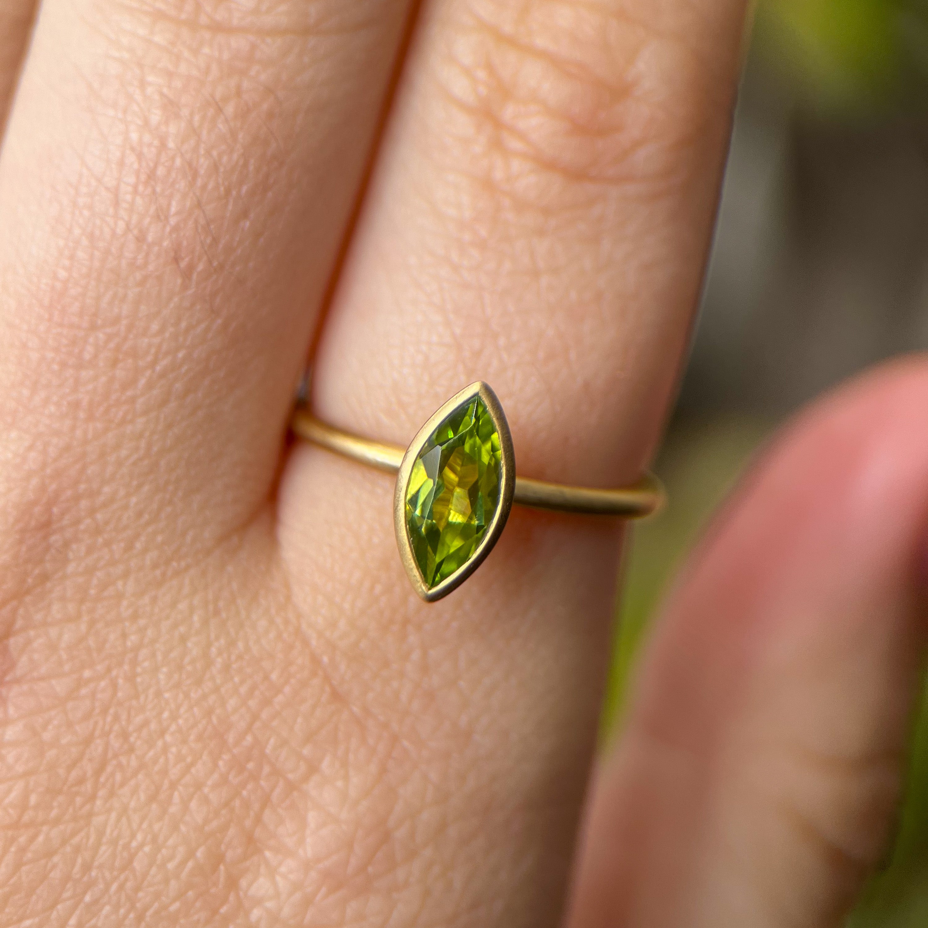 Marquise Peridot Yumdrop Ring