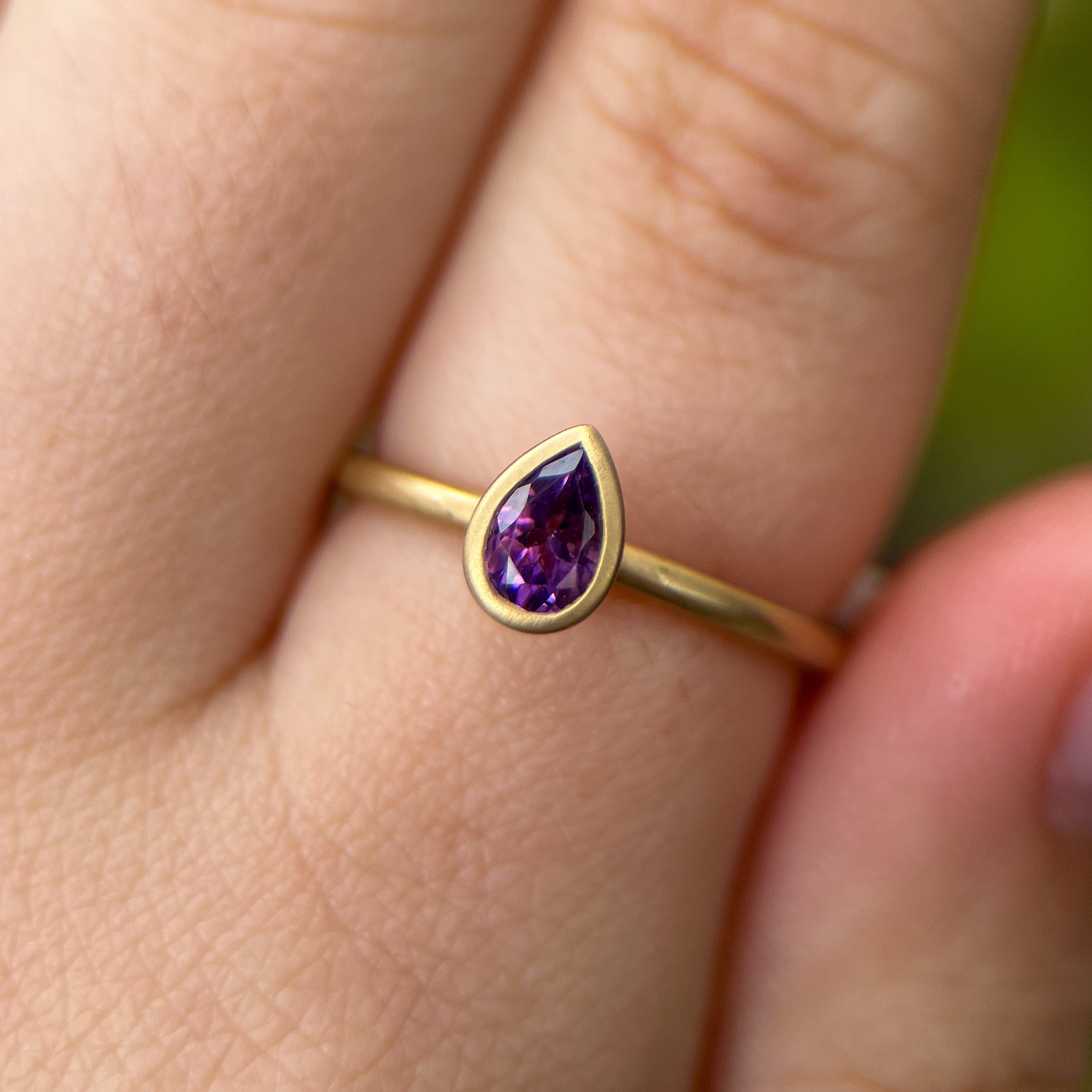Pear Amethyst Yumdrop Ring