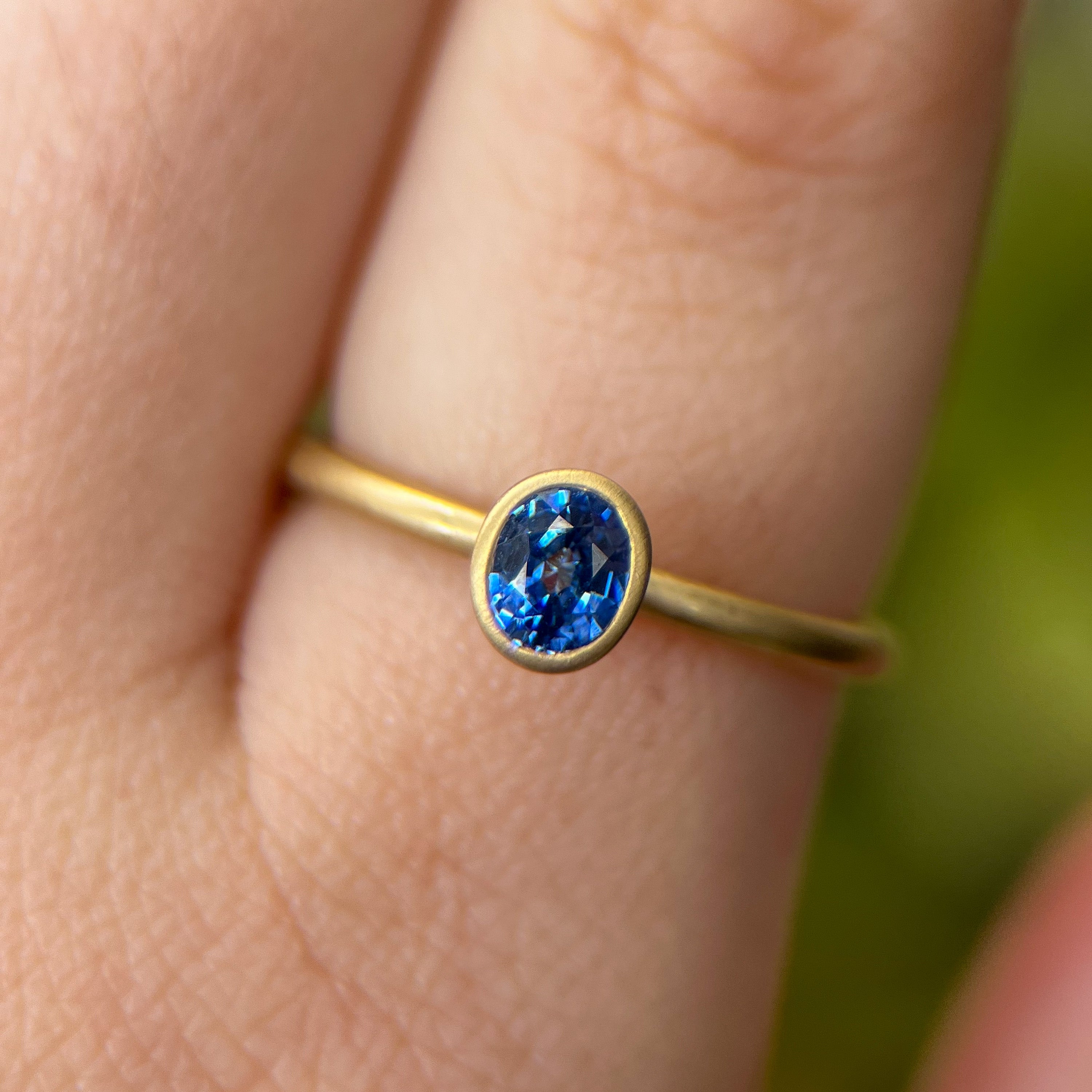 Oval Blue Sapphire Yumdrop Ring