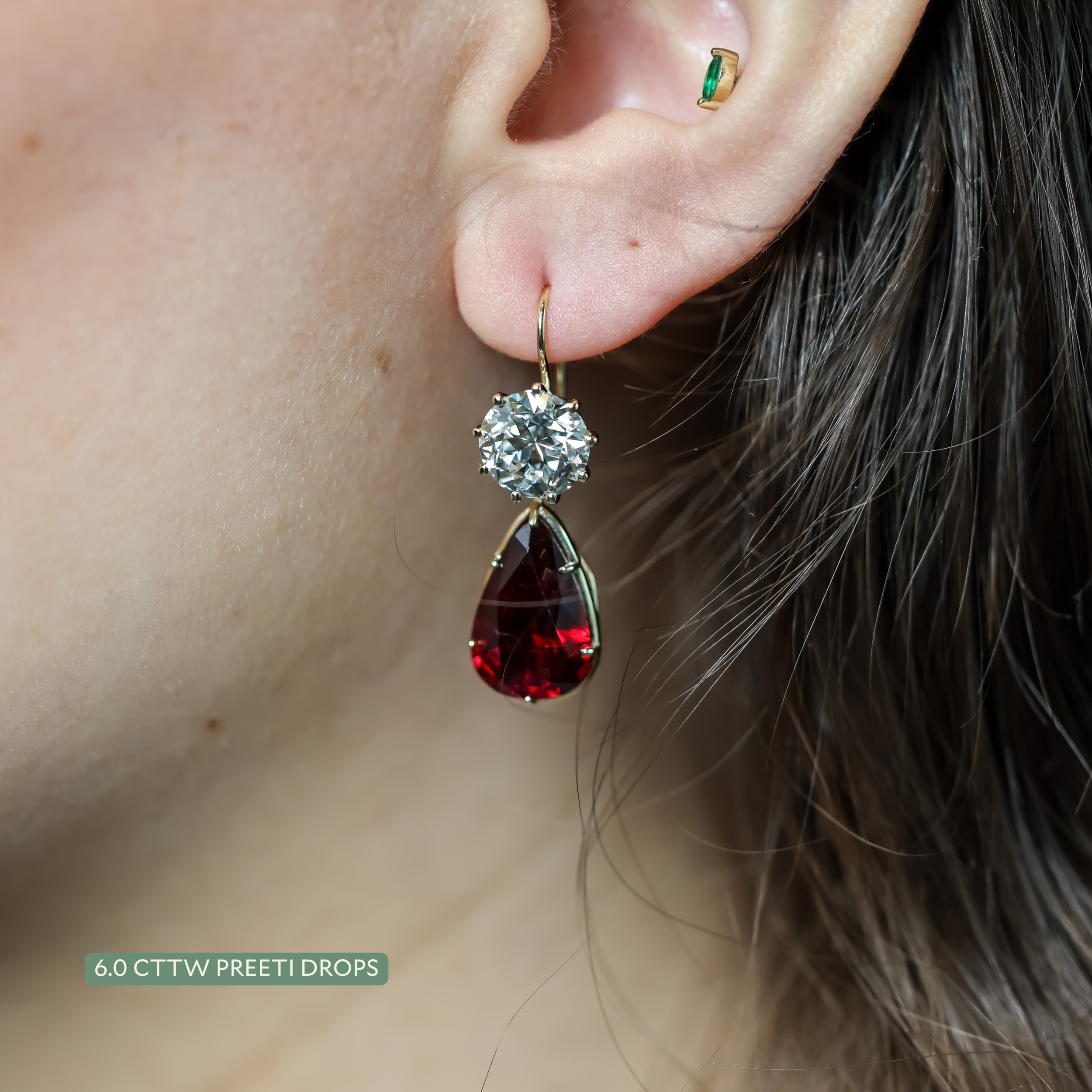Garnet Pear Shape Preeti Earring Enhancer Drops