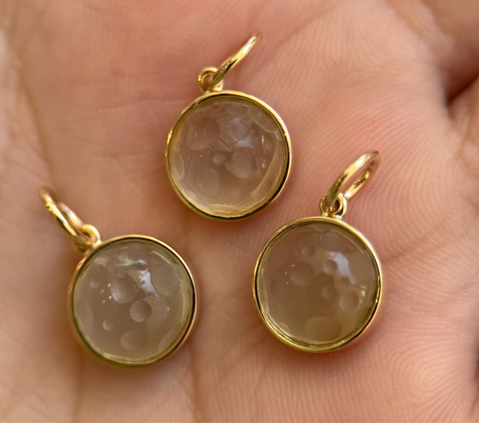 Hand-Carved Moonstone Moon Charm