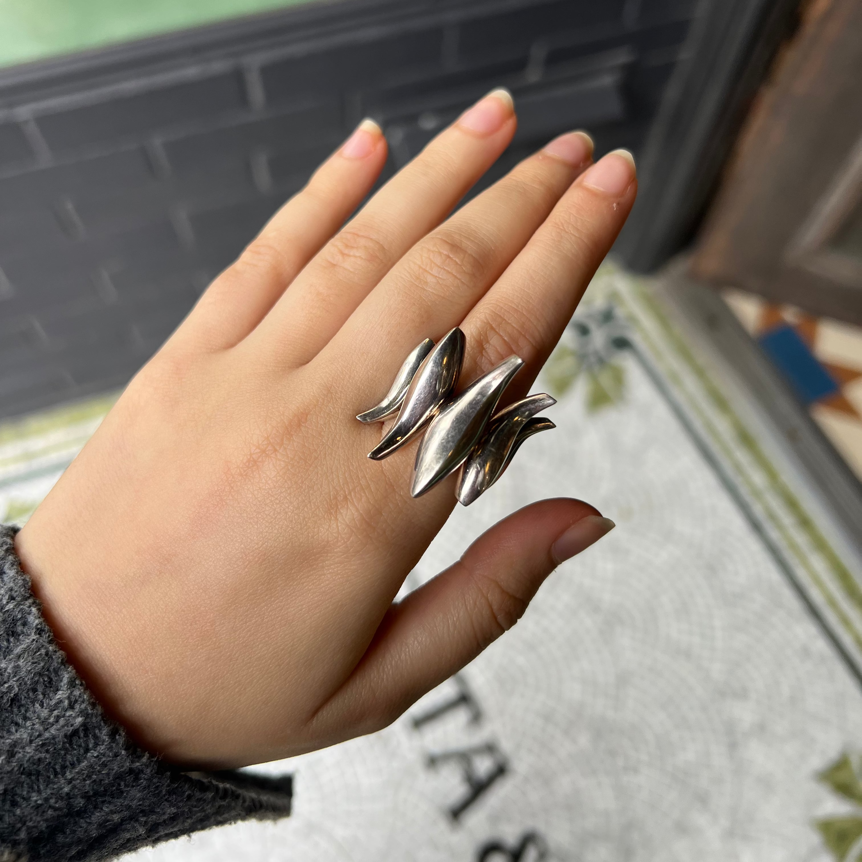 Vintage Tiffany & Co. Frank Gehry Sterling Silver Five Fish Ring